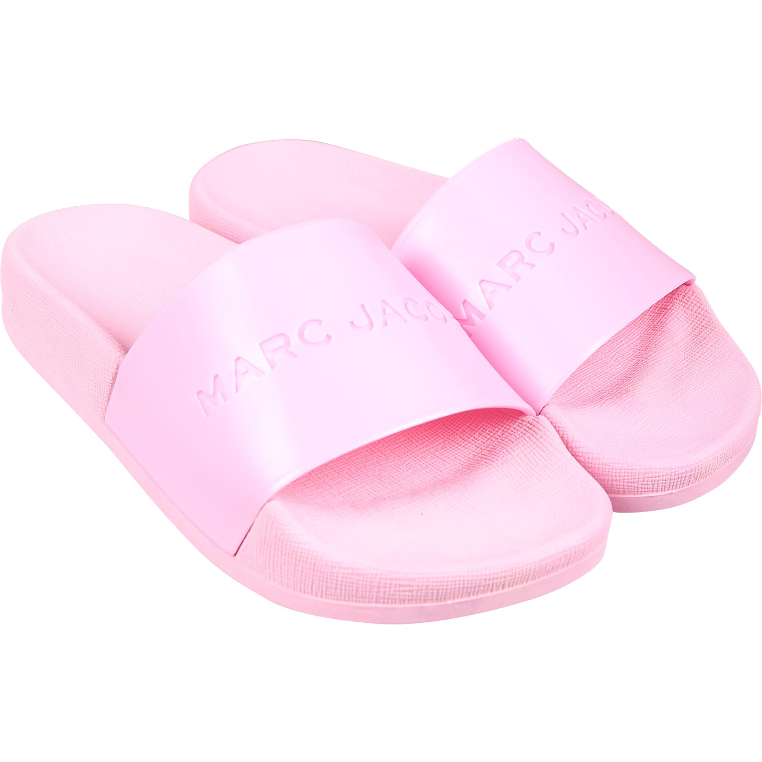 Shop Little Marc Jacobs Pink Slippers For Girl With Logo