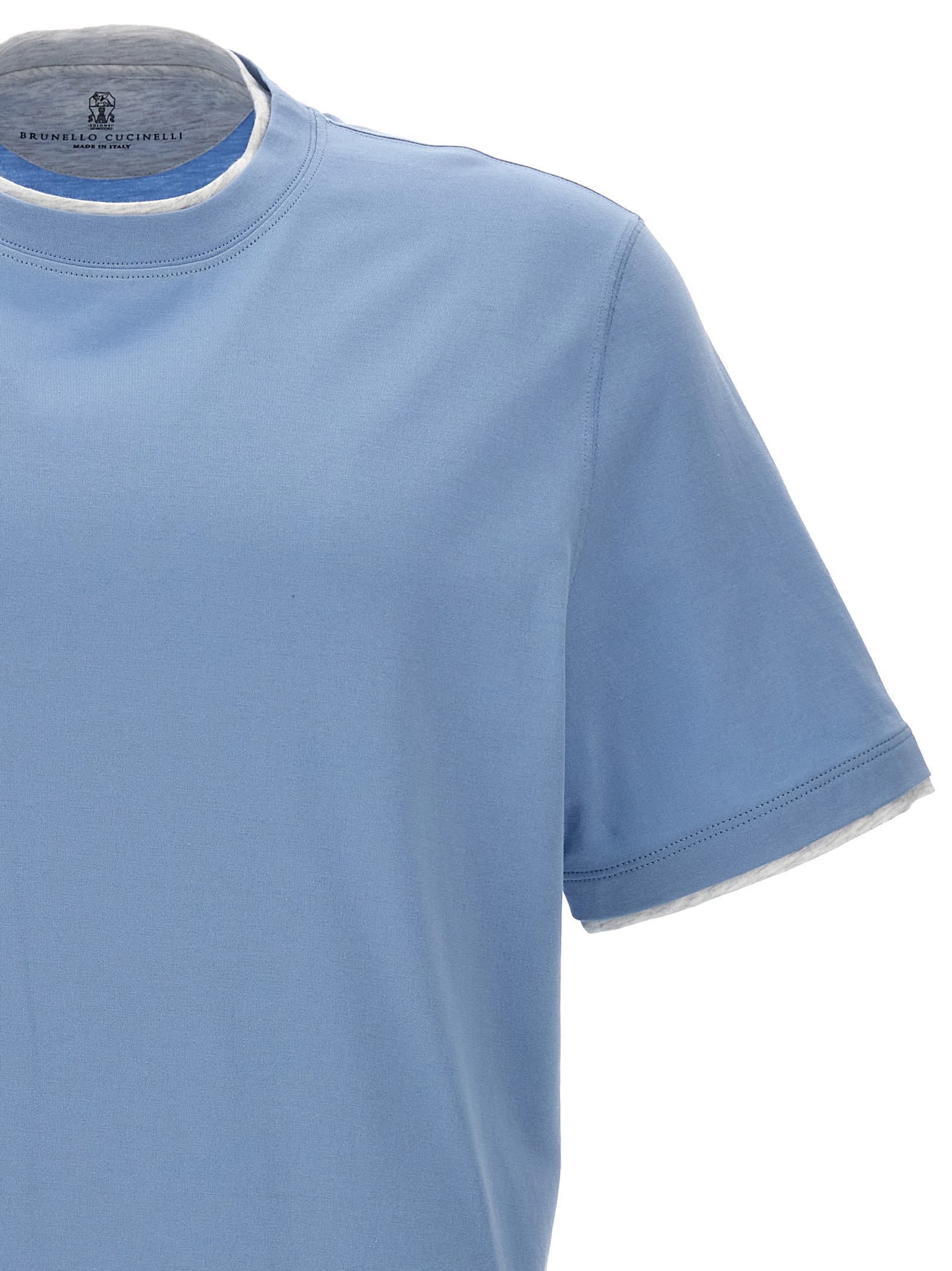 Shop Brunello Cucinelli Layered T-shirt In Light Blue