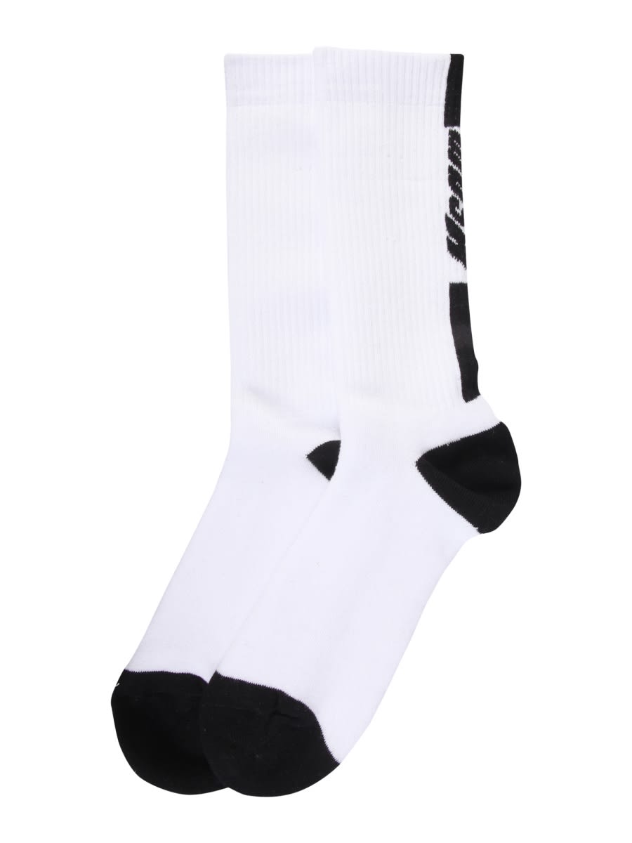 Shop Msgm Socks With Logo In Black