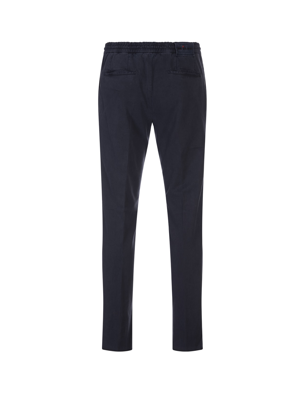 Shop Kiton Dark Blue Trousers With Elasticised Waistband