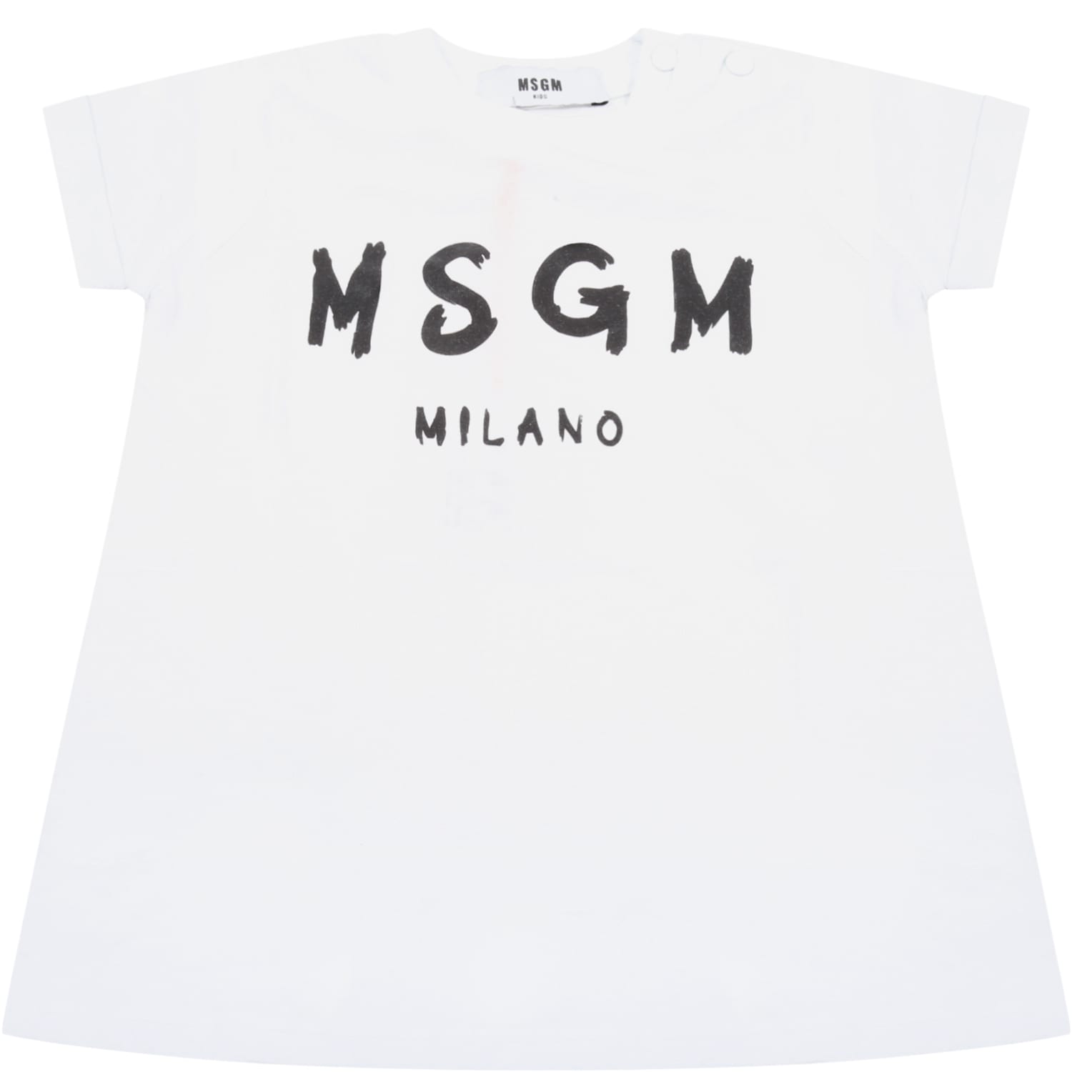 MSGM White Dress For Babygirl With Logo
