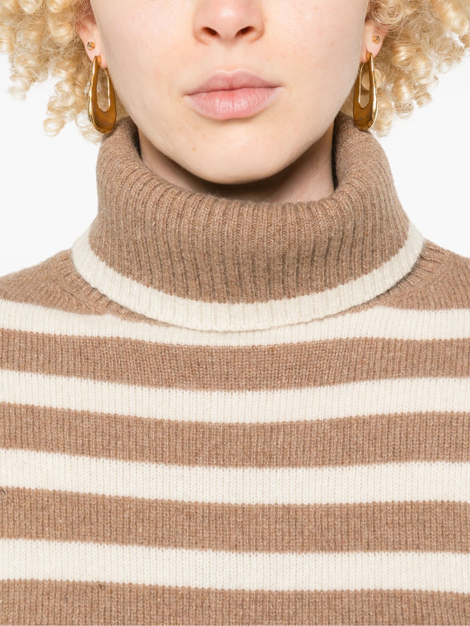 SEMICOUTURE STRIPED CASHMERE TURTLENECK SWEATER 