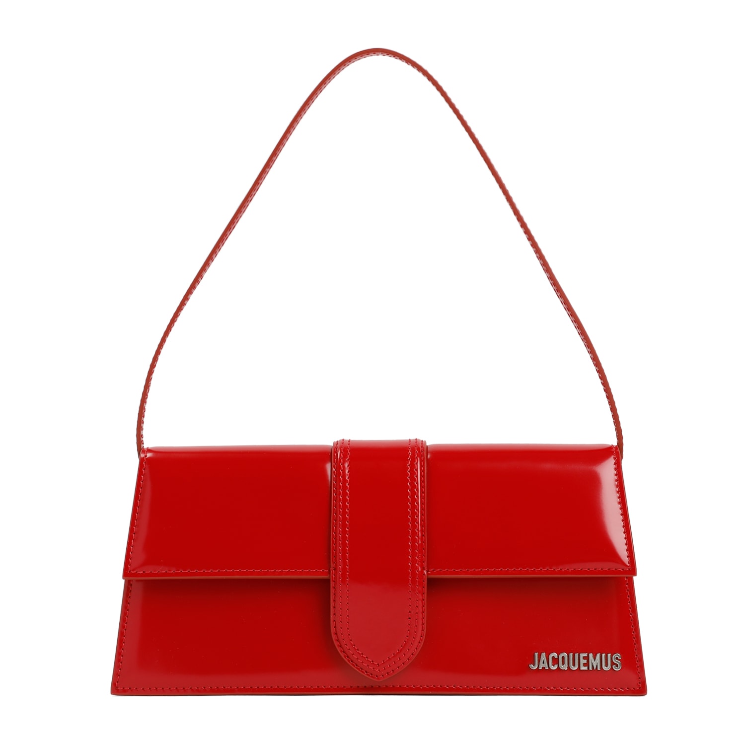 Jacquemus Patent Leather Le Bambino Long Shoulder Bag In Red