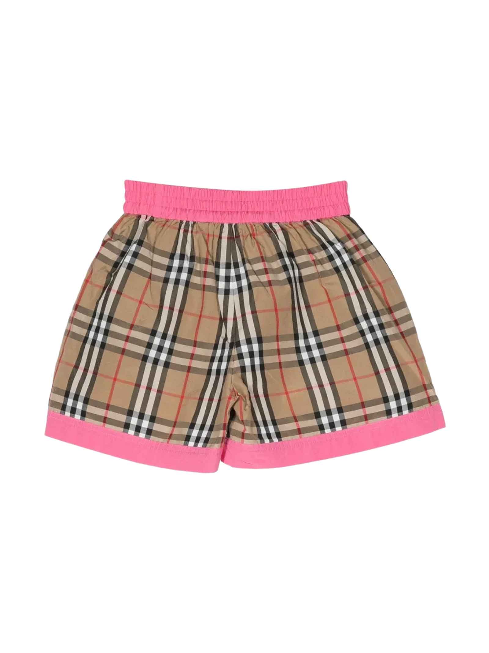 Shop Burberry Pink Shorts Girl In Rosa