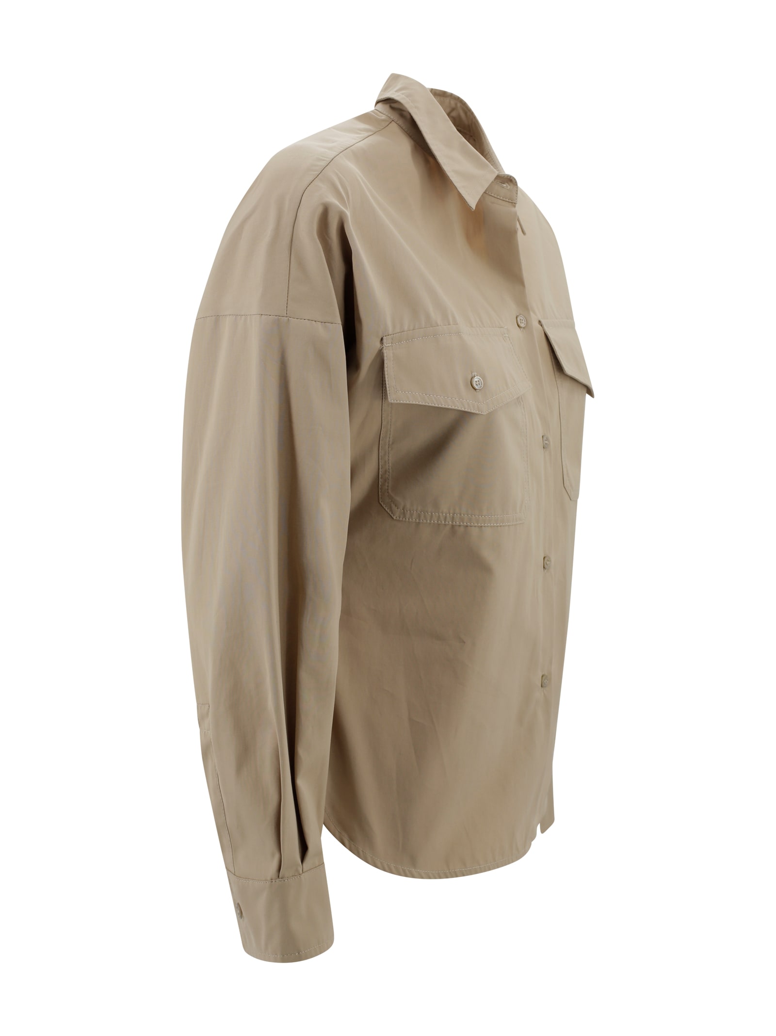 Weekend Max Mara Beige Poplin Skipper Shirt In Beige