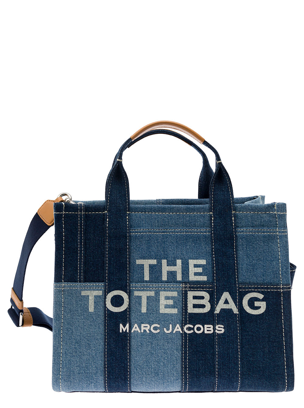 Marc Jacobs The Denim Medium Blue Tote Bag With Contrasting Logo Print Woman