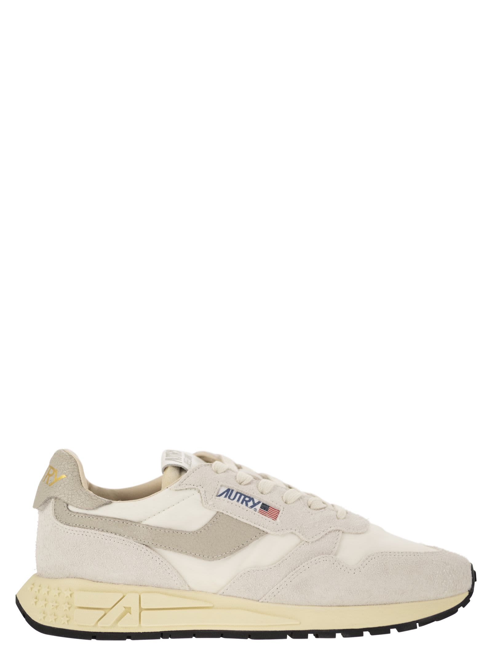 Shop Autry Reelwind - Suede And Technical Textile Trainer In White