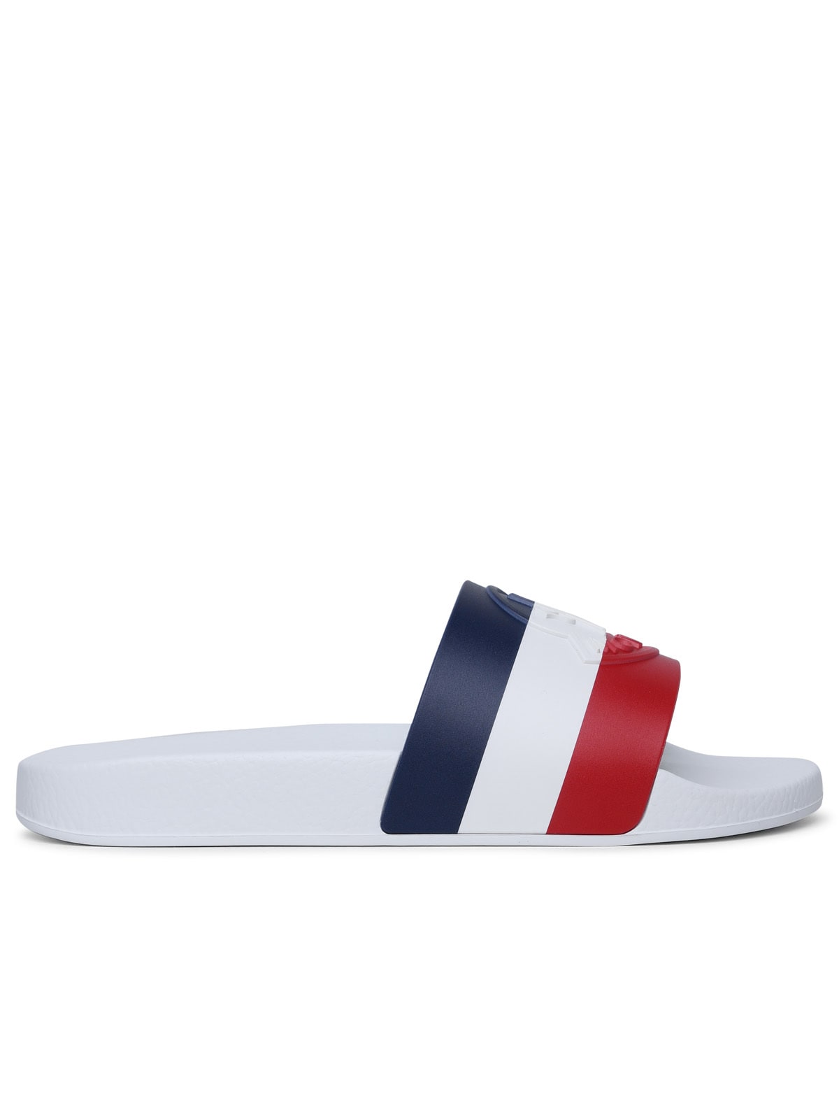 Shop Moncler Basile White Rubber Slippers