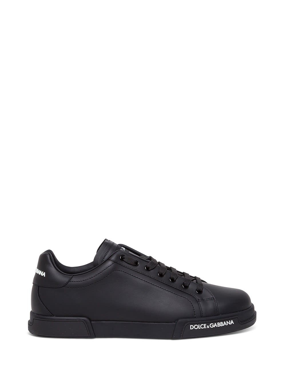 Dolce & Gabbana Portofino Black Leather Sneakers