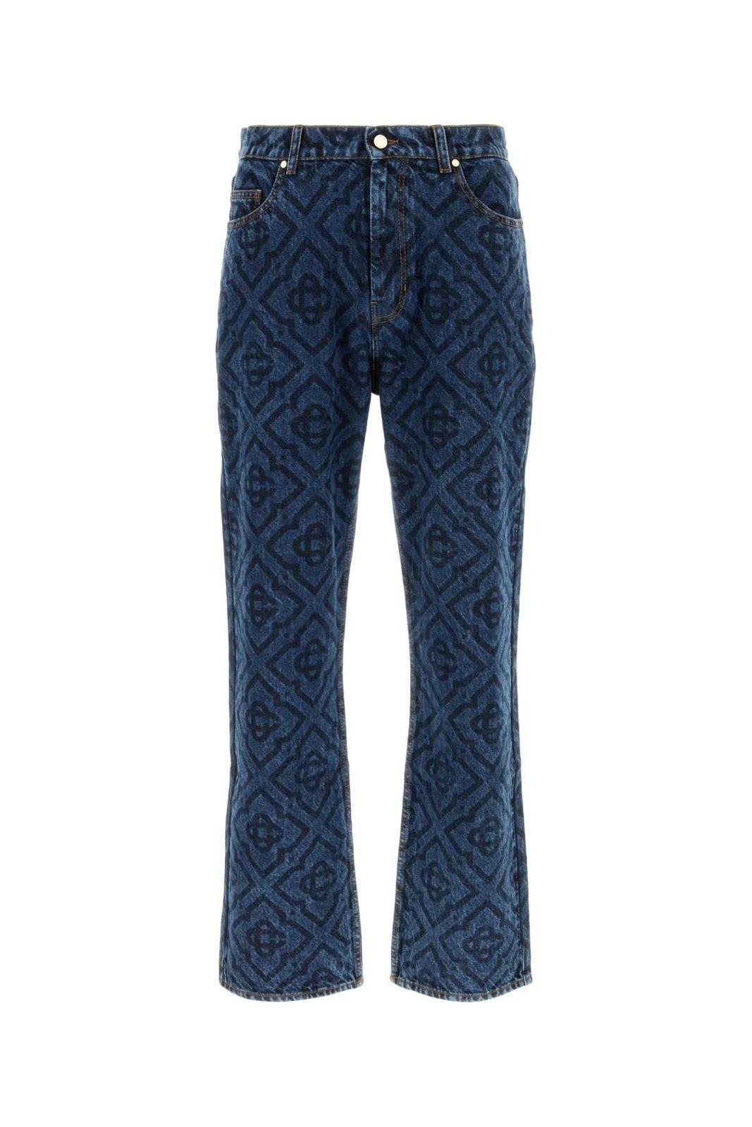 Shop Casablanca Vintage Monogram Jeans In Blue