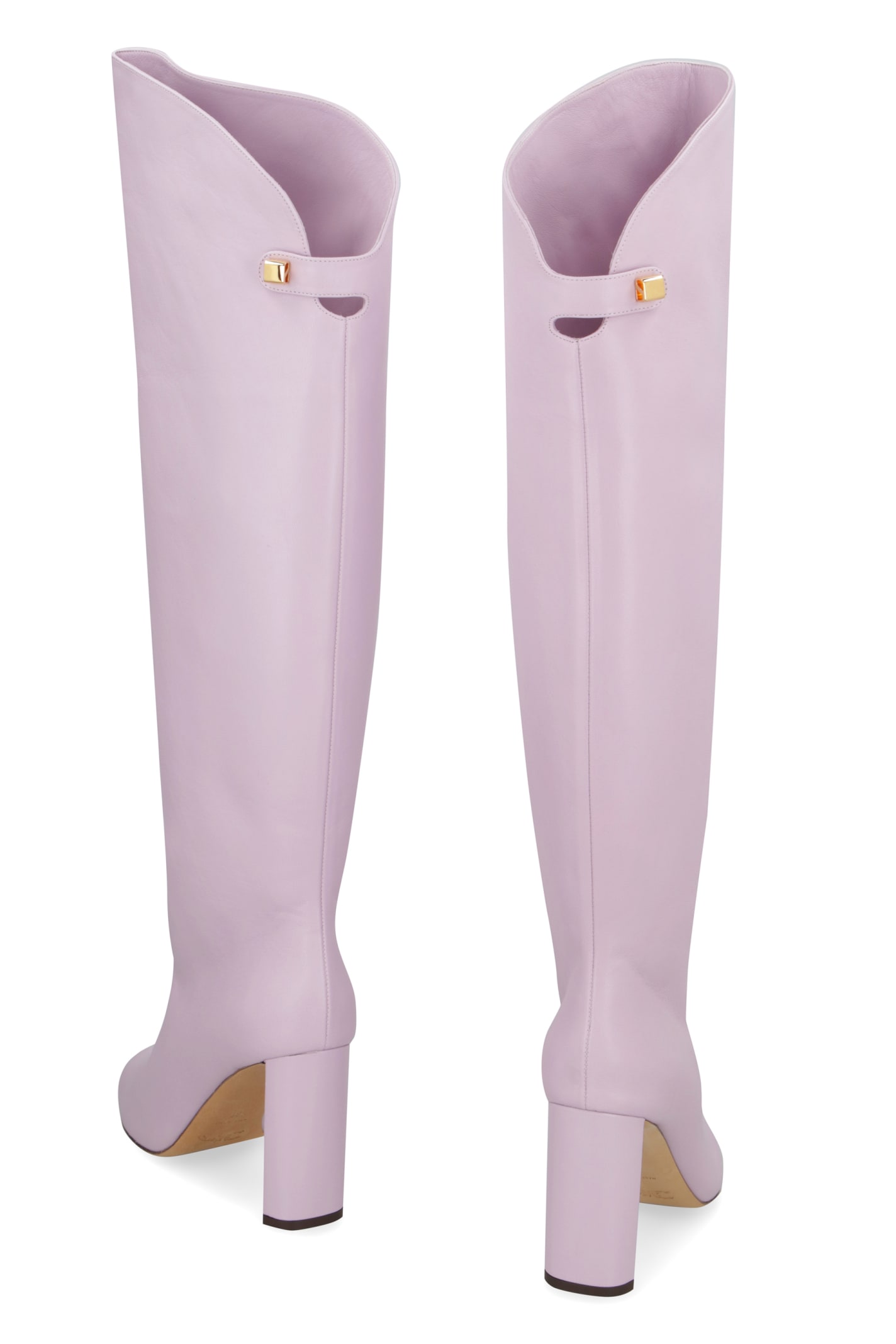 Shop Maison Skorpios Adriana Leather Boots In Lilac