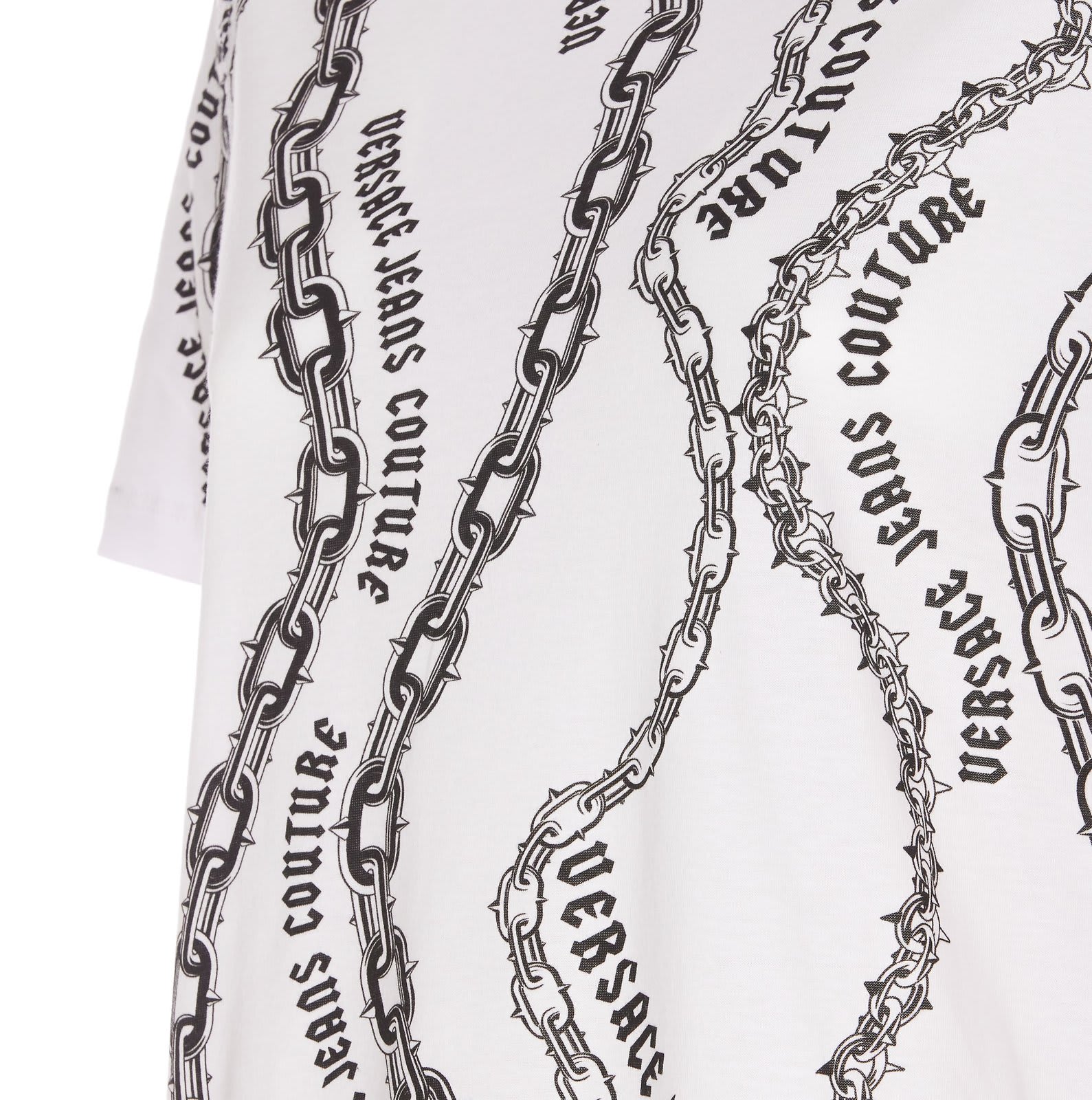 Shop Versace Jeans Couture Chain Couture Printed Crewneck T-shirt In White