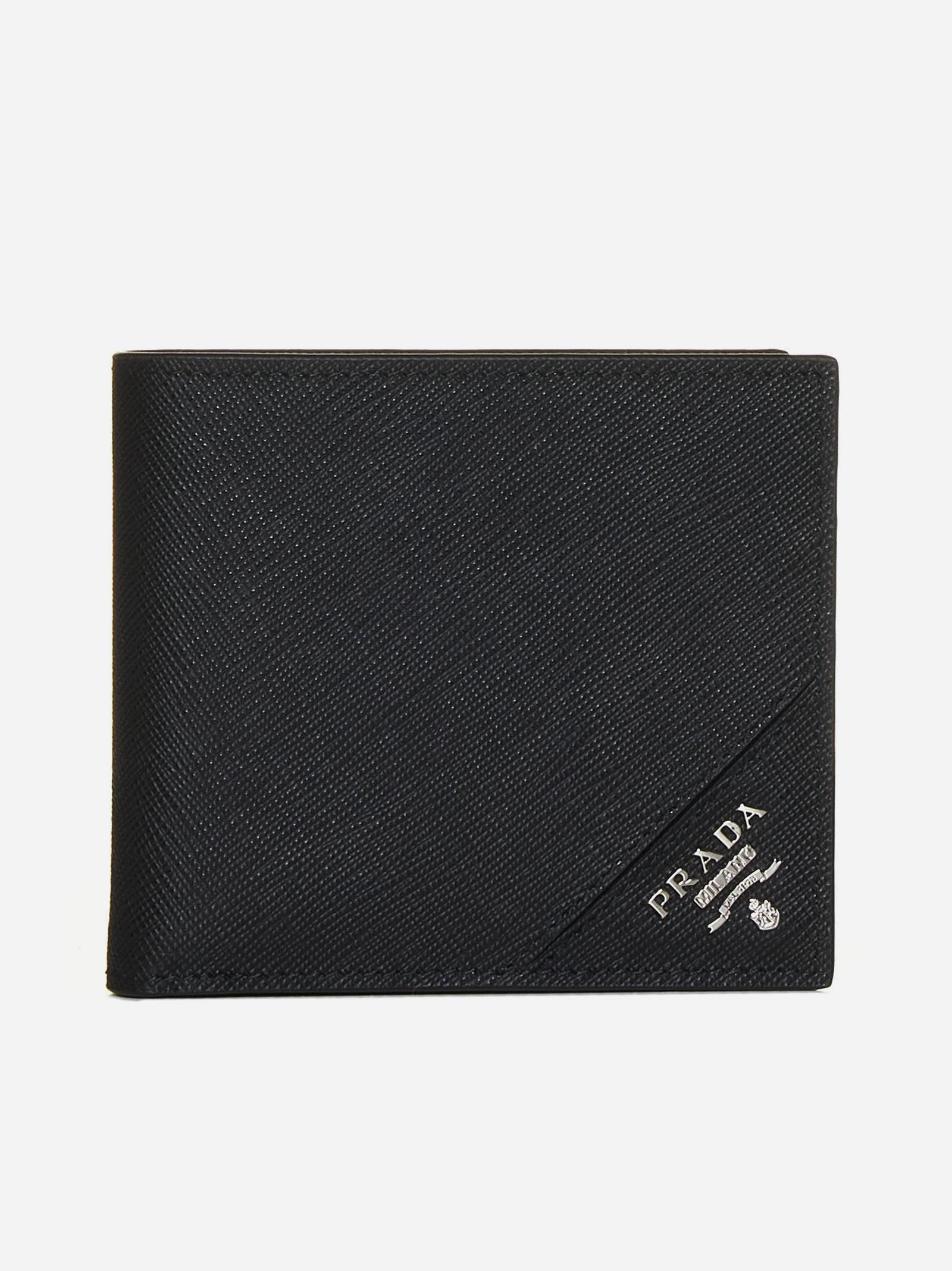 Shop Prada Saffiano Leather Bifold Wallet In Black