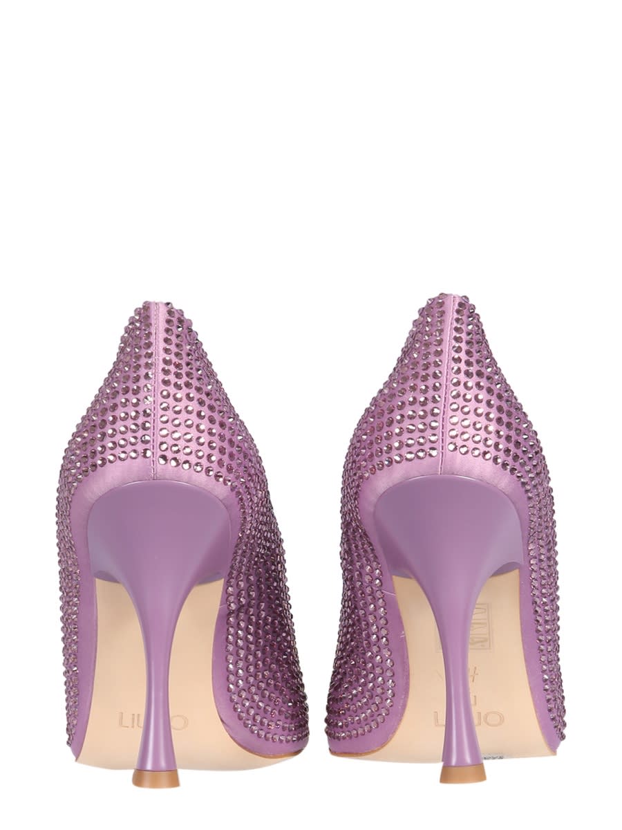 Liu •jo X Leonie Hanne Crystal-embellished Pointed-toe Pumps In Lilac