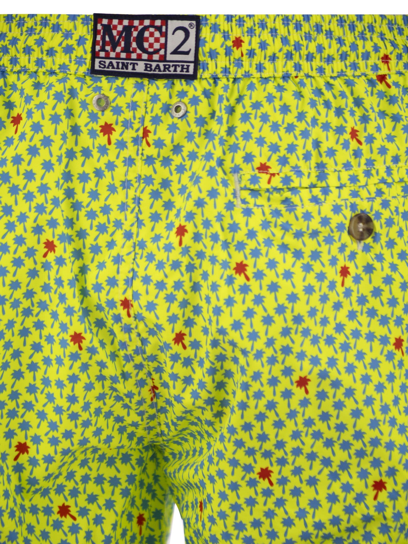 Mc2 Saint Barth Lightweight Fabric Swimming Costume With Print In Yellow