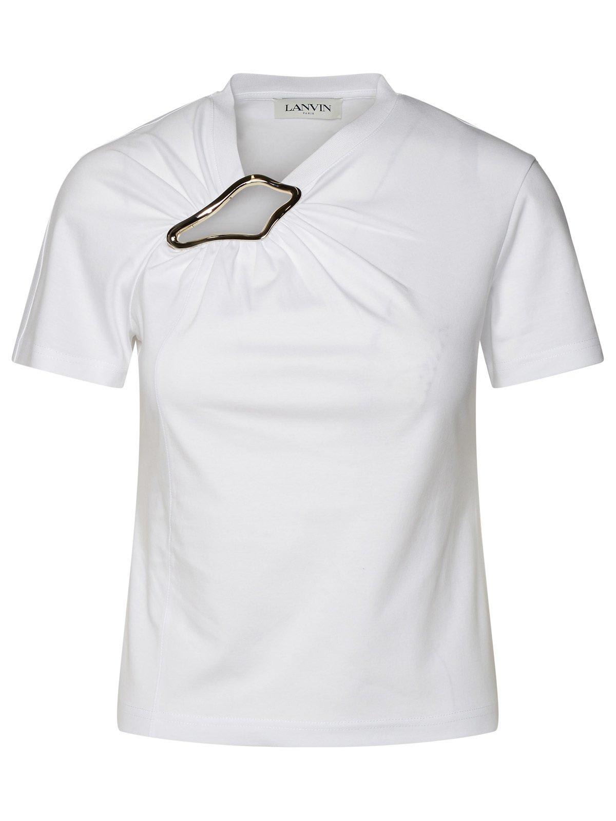 Shop Lanvin Cut-out Short-sleeved T-shirt In White