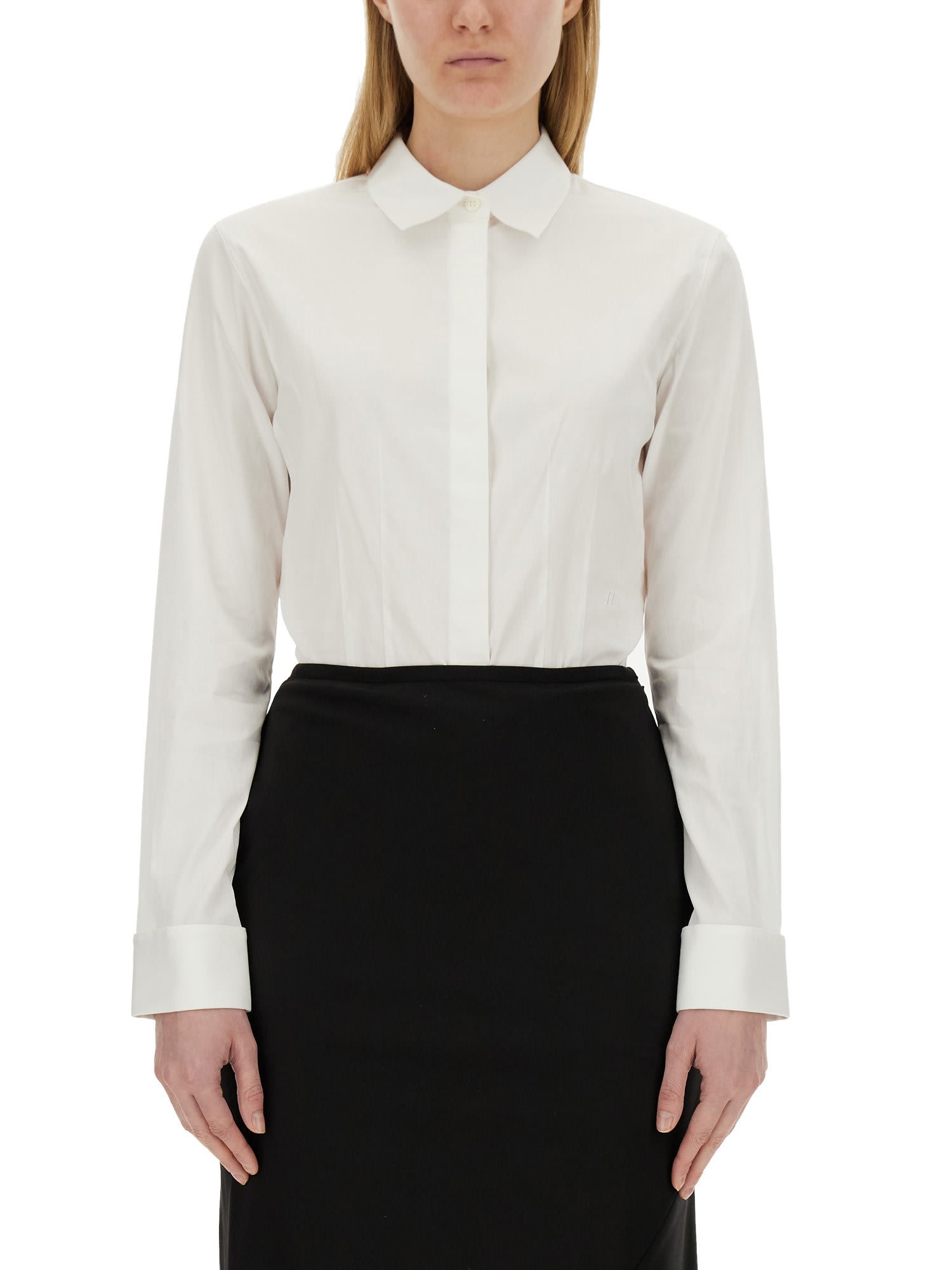 Helmut Lang Cotton Slash-detail Shirt In Beige