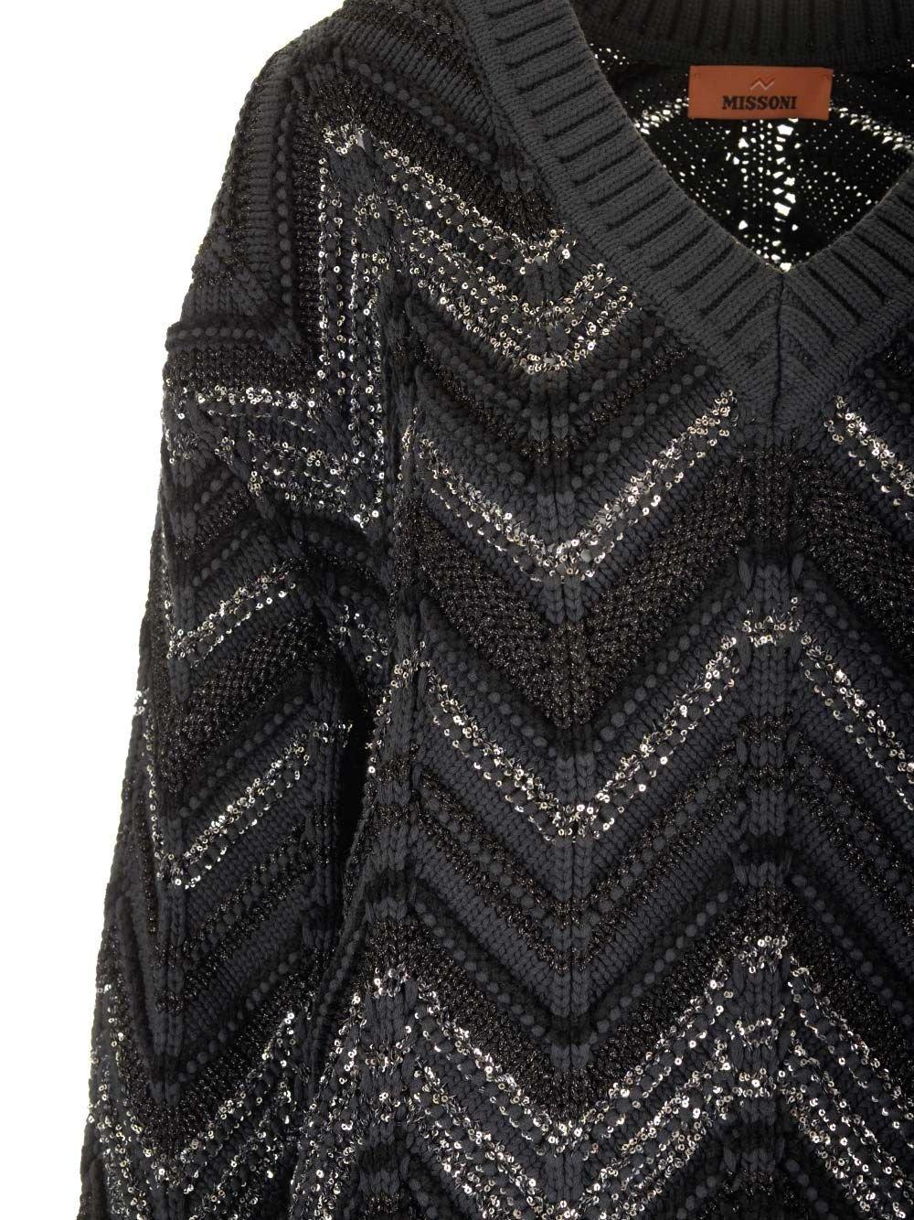 Shop Missoni Zig Zag Oversized Knit Jumper In Black