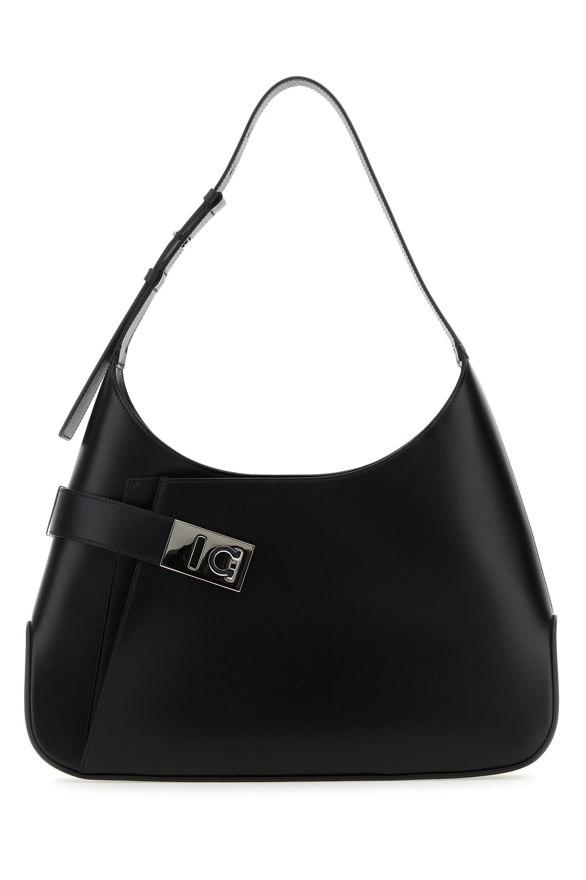 Ferragamo Archive Large Leather Shoulder Bag In Nero