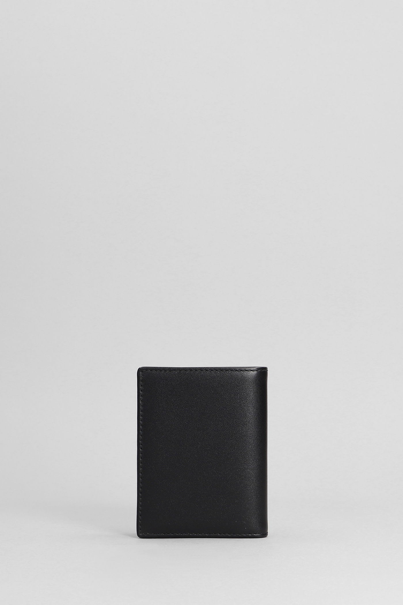 Comme Des Garçons Wallet In Black Leather In Animal Print