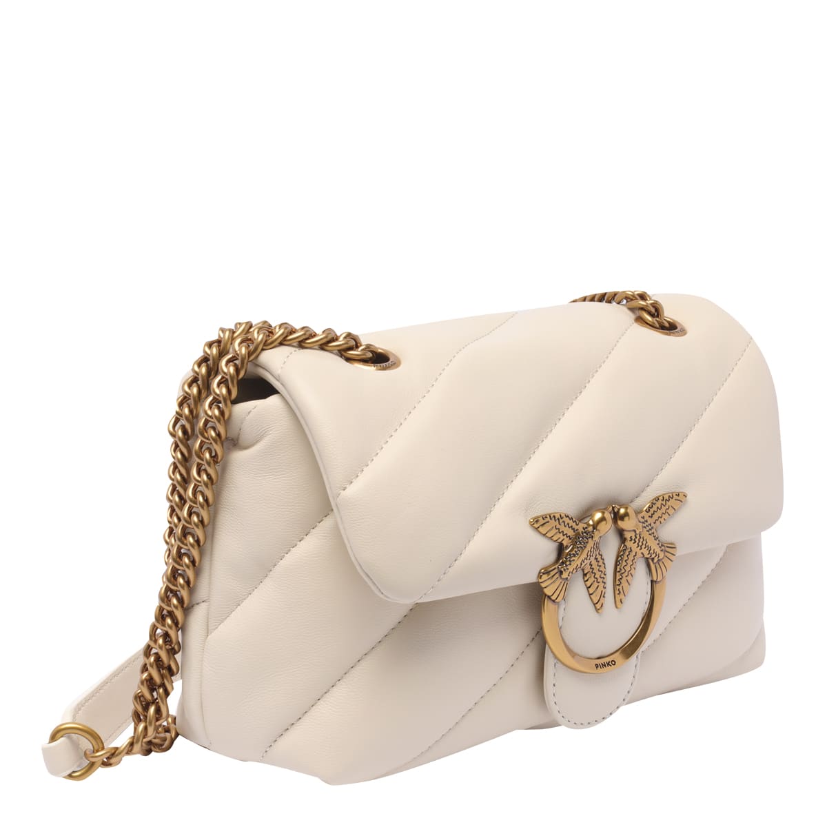 Shop Pinko Mini Love Puffer Shoulder Bag In White