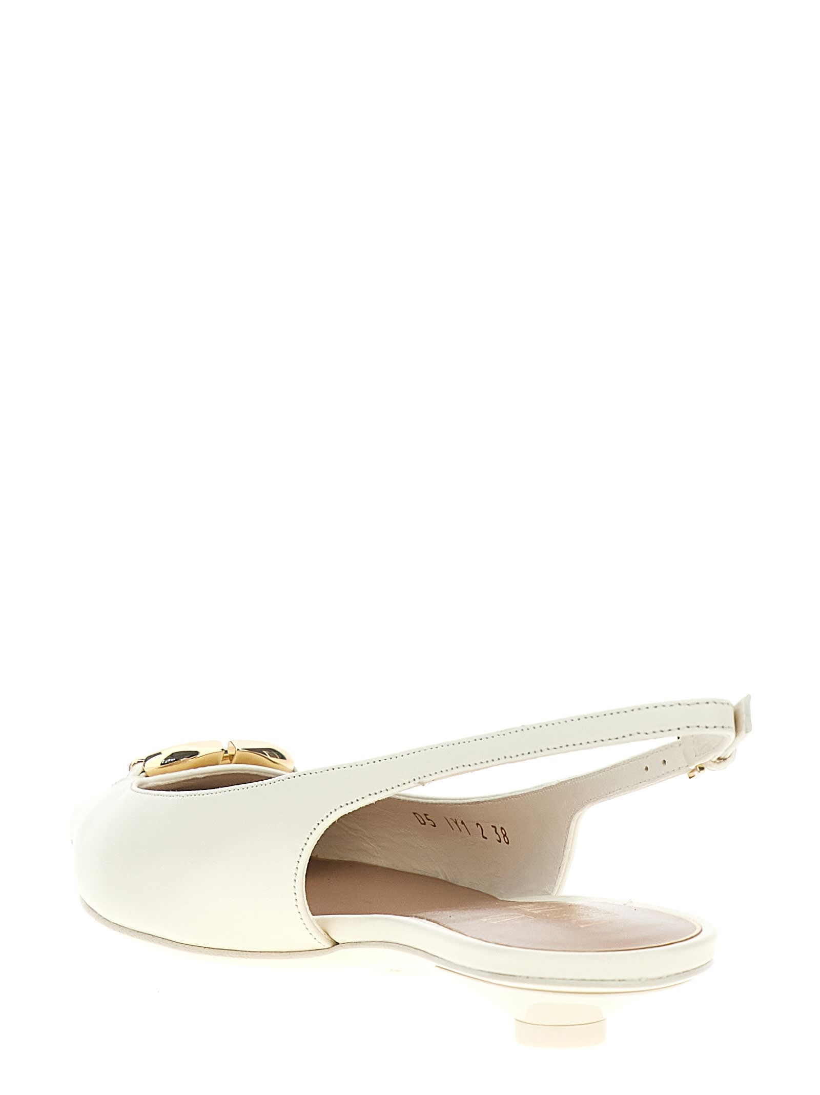 Valentino Slingback Vlogo Ballerina In White