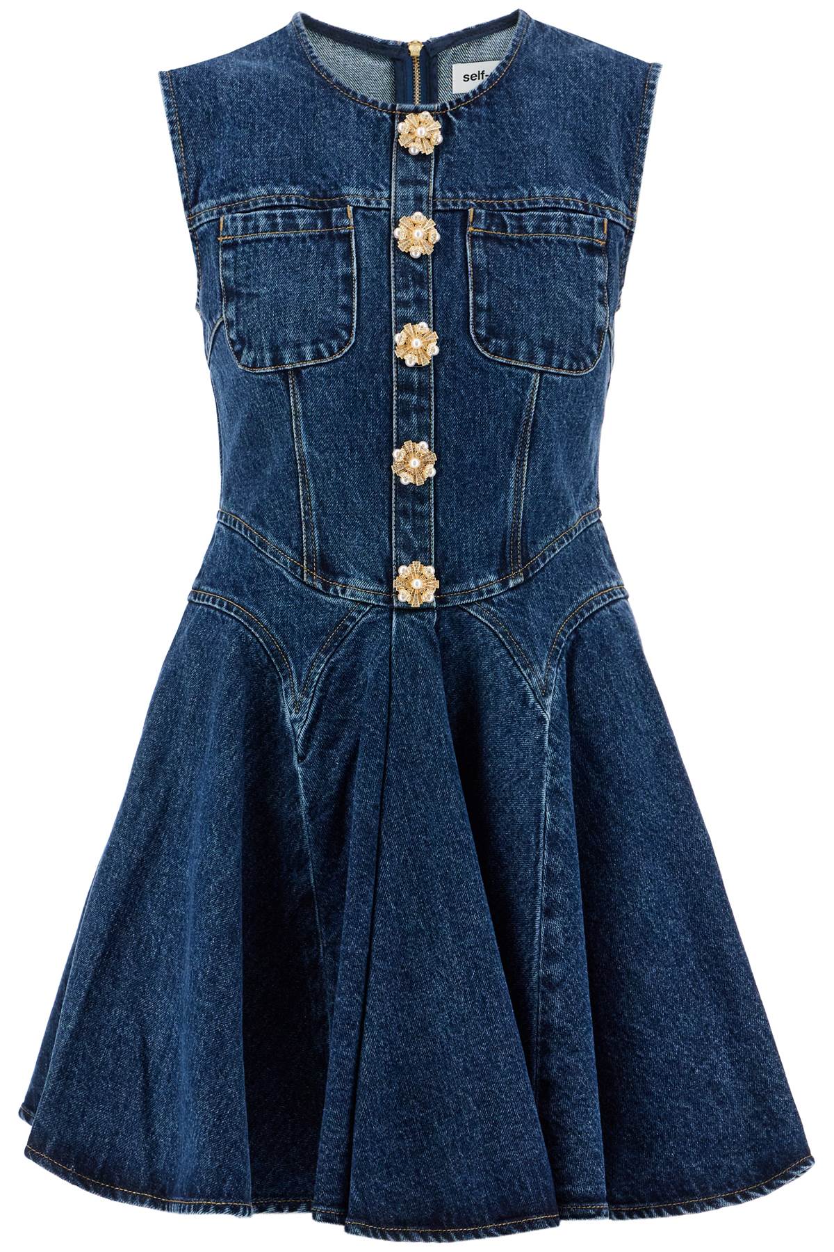 mini Denim Dress With Jewel Buttons