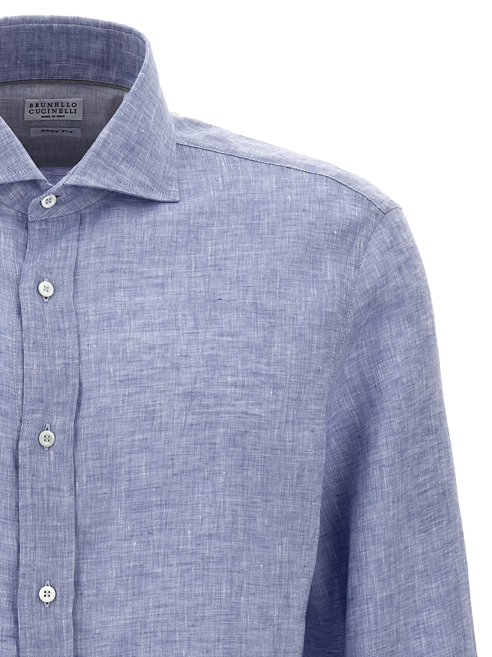 Shop Brunello Cucinelli Linen Shirt In Light Blue