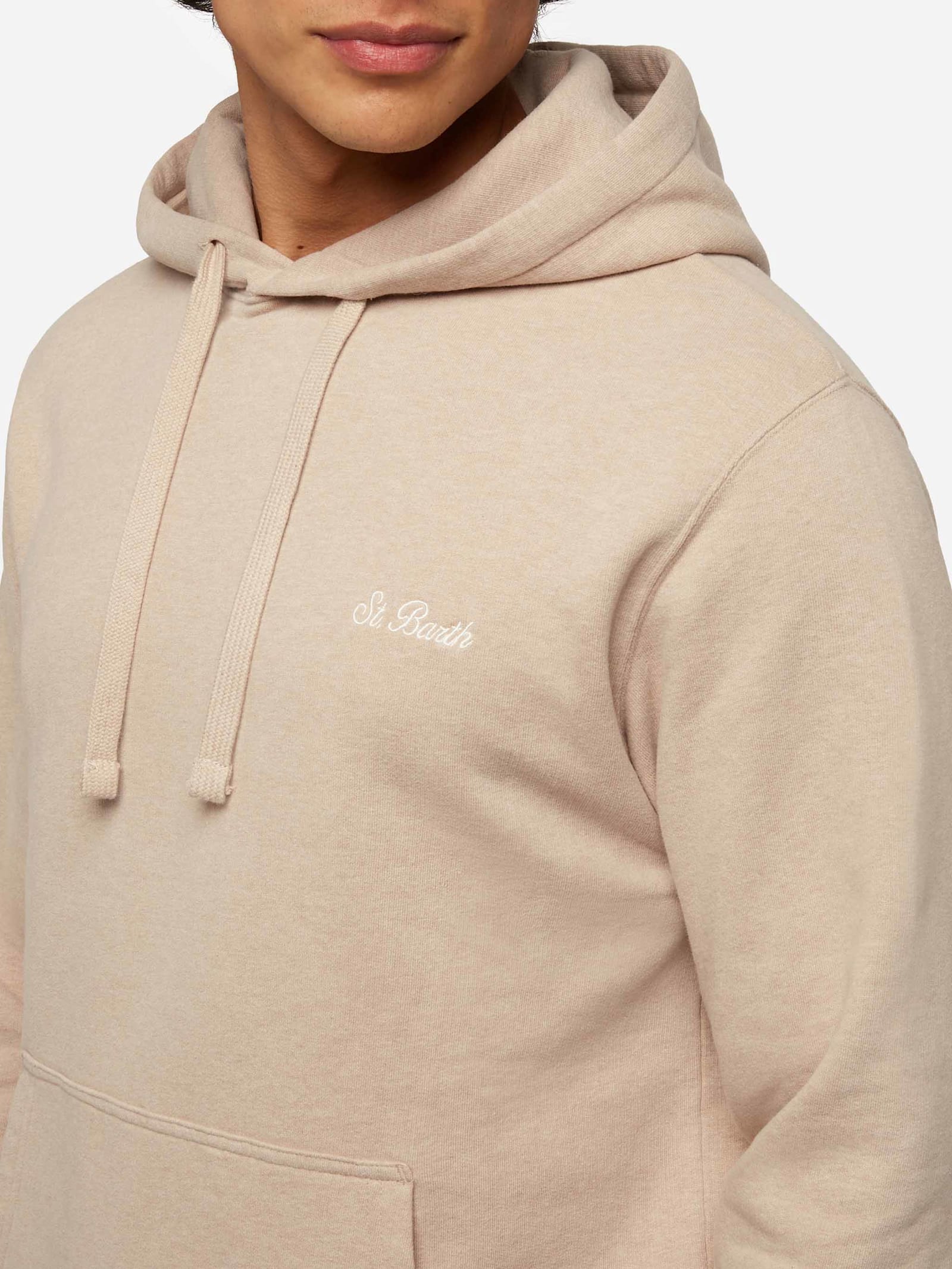 Mc2 Saint Barth Logo-embroidered Knitted Hoodie In White
