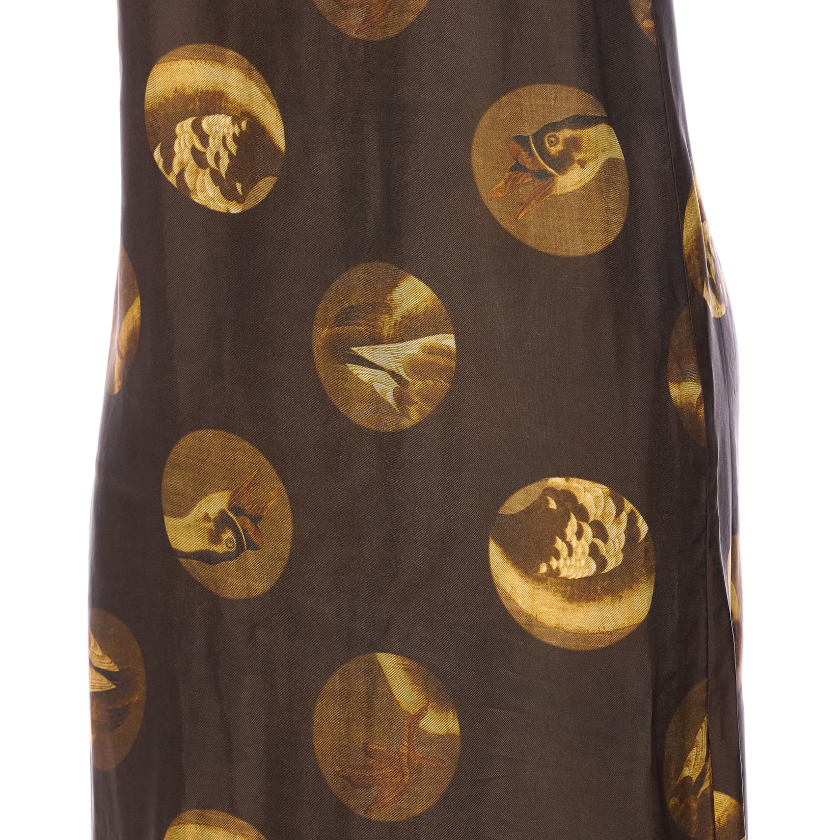 Uma Wang Anaya Brown Sleeveless Dress With Round Neck And All-over Motif In Viscose Blend Woman In Brown