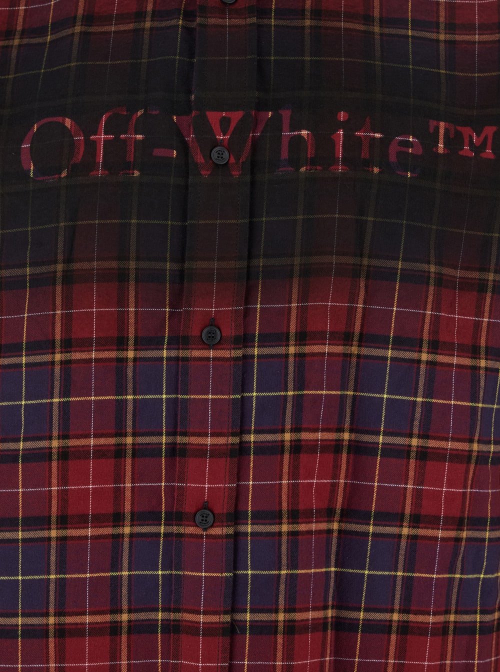 Off-white Bordeaux Shirt With Maxi Logo Lettering On The Front And All-over Check Motif In Wool Man In Multi