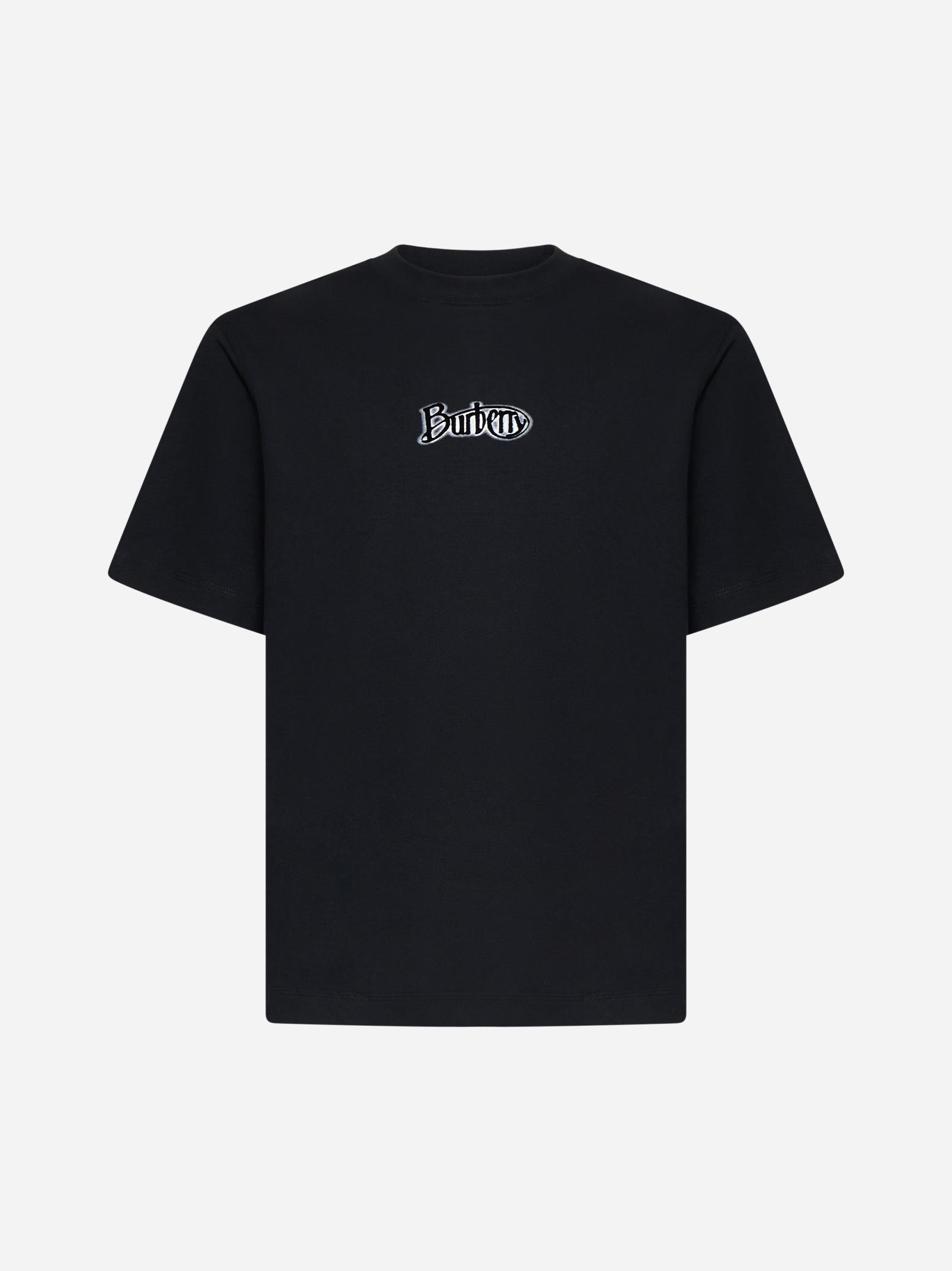 Shop Burberry Logo Cotton T-shirt In Black