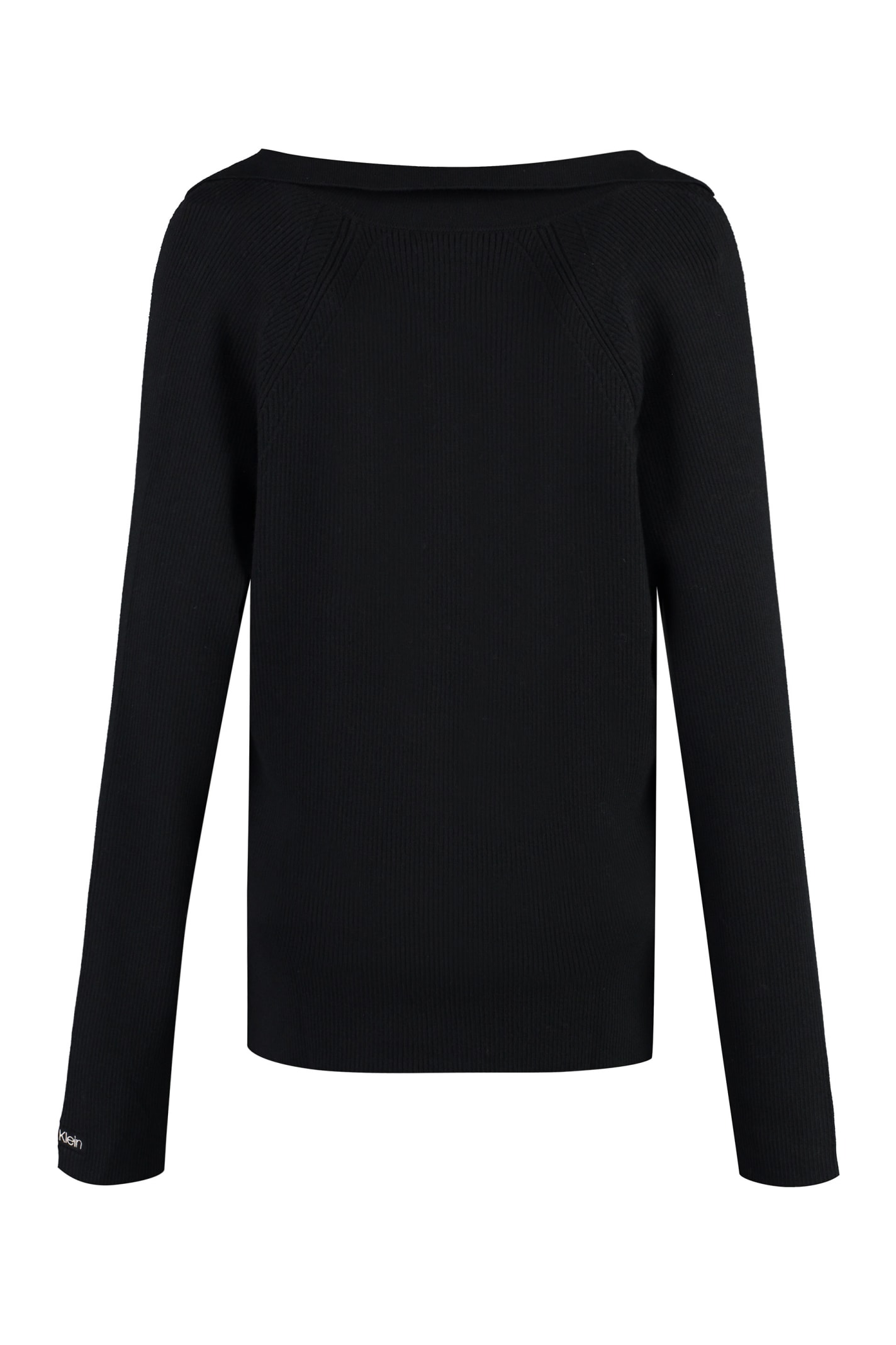 Shop Calvin Klein Ribbed Knit Top Sweater In Black