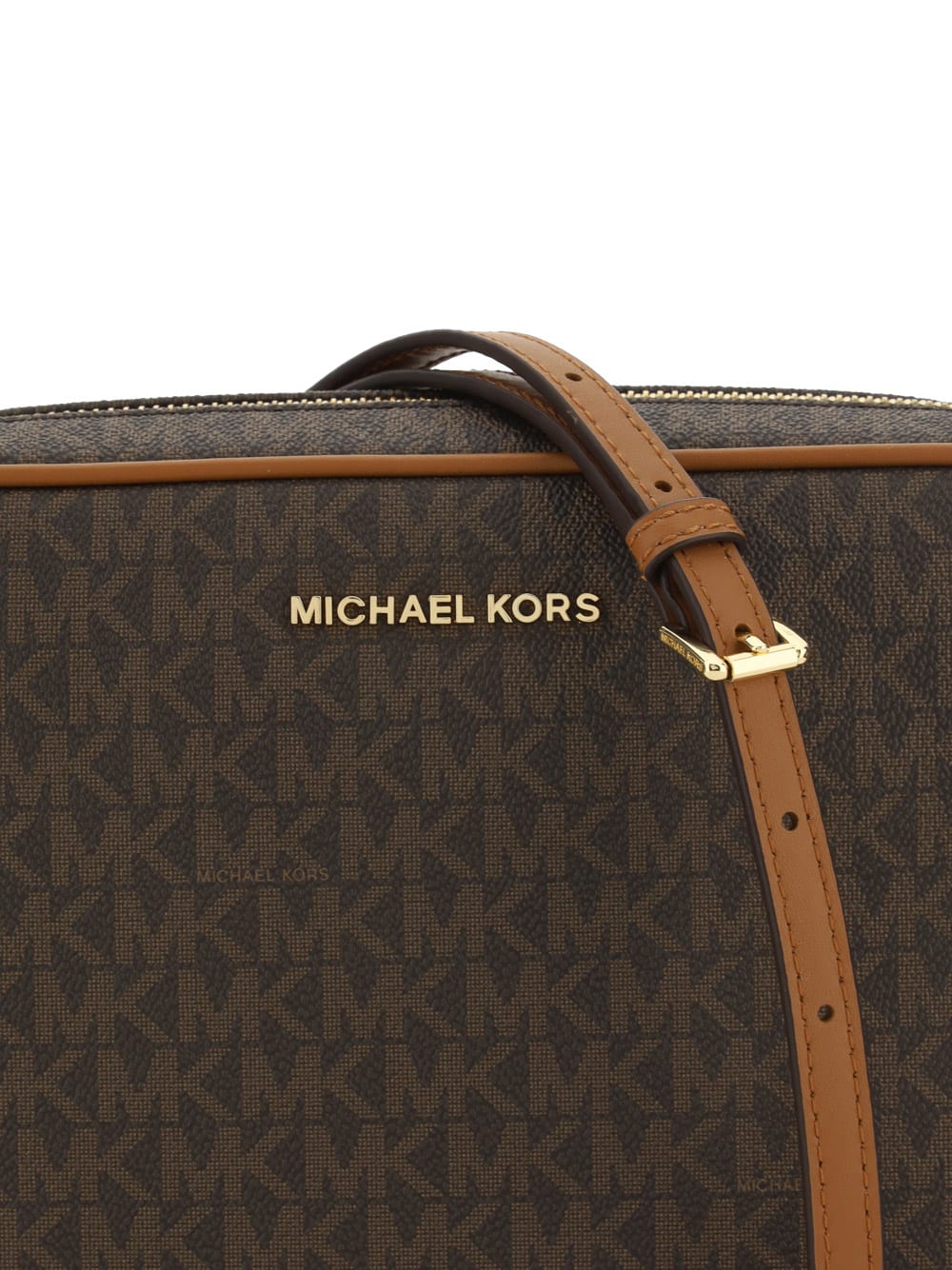Michael Kors Jet Set Leather Crossbody Bag In Brown