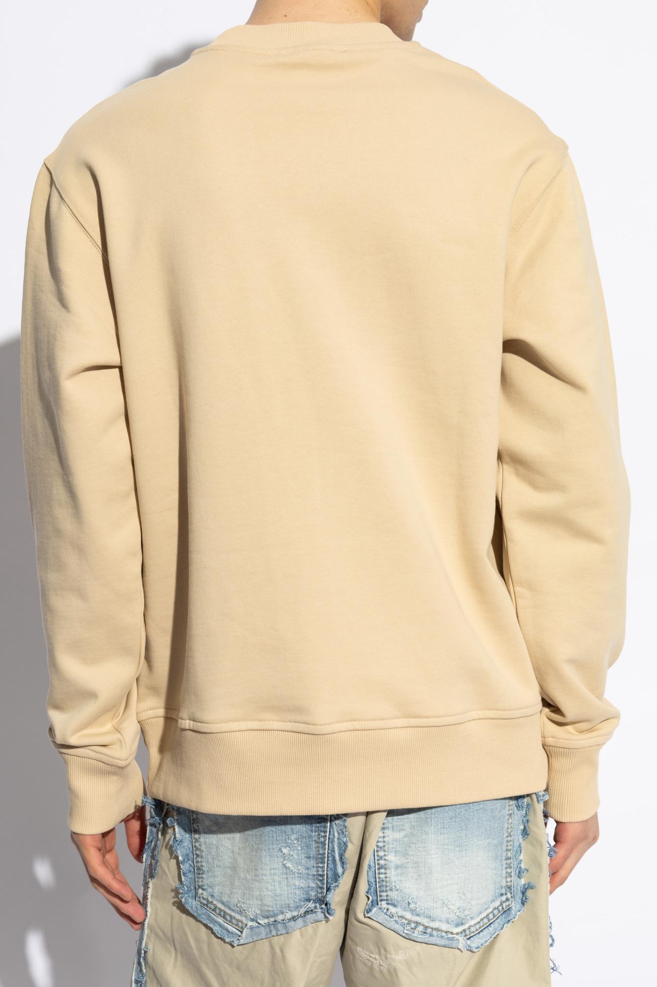 Shop Versace Jeans Couture Sweatshirt With Printed Logo In Beige