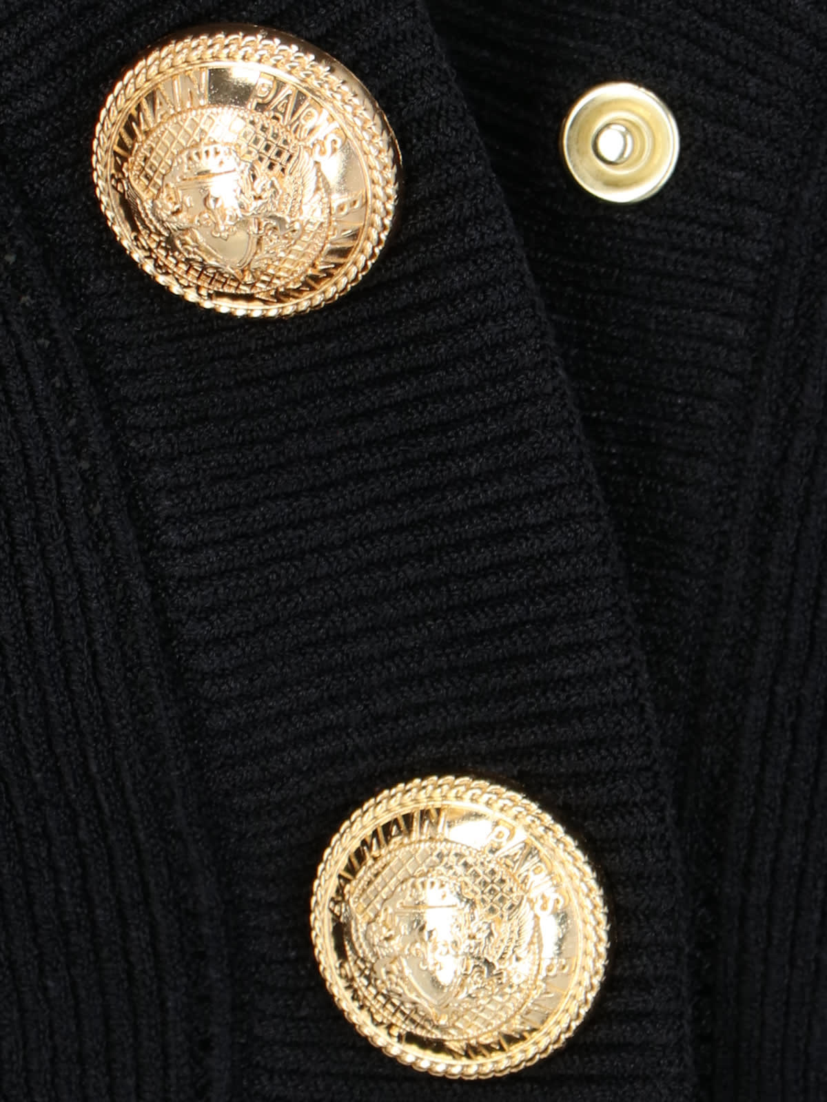 Shop Balmain Gold Buttons Cardigan In Black