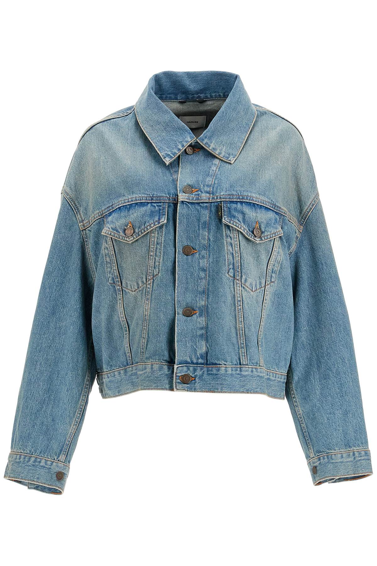 Shop Haikure Denim Boxy Jacket With Spencer In Oil Blue (blue)