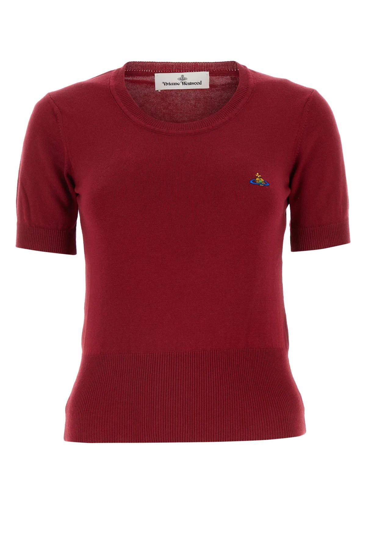 Vivienne Westwood Red Embroidered Logo Sweater In Bordeaux