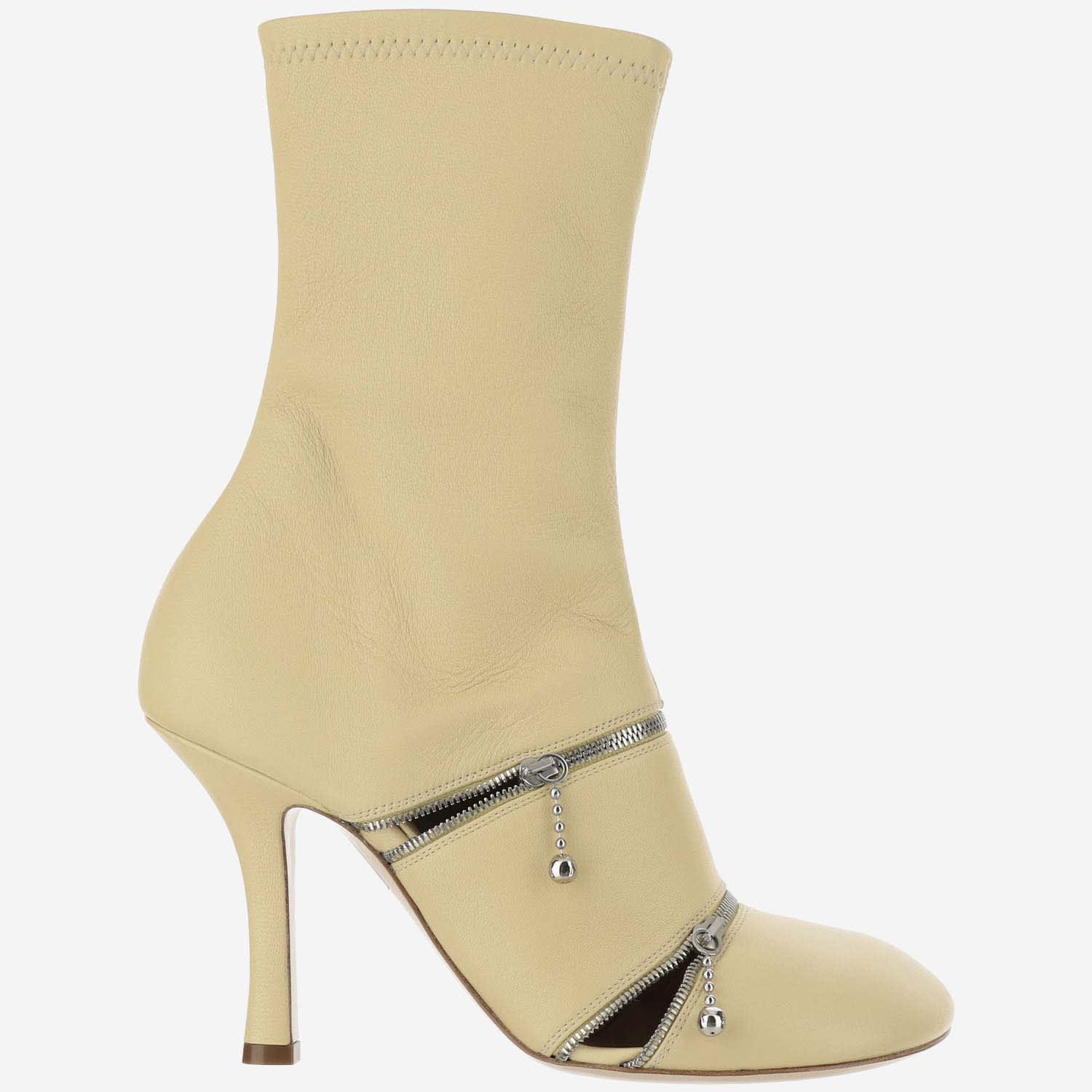 Shop Burberry Peep Leather Boots In Daffodil