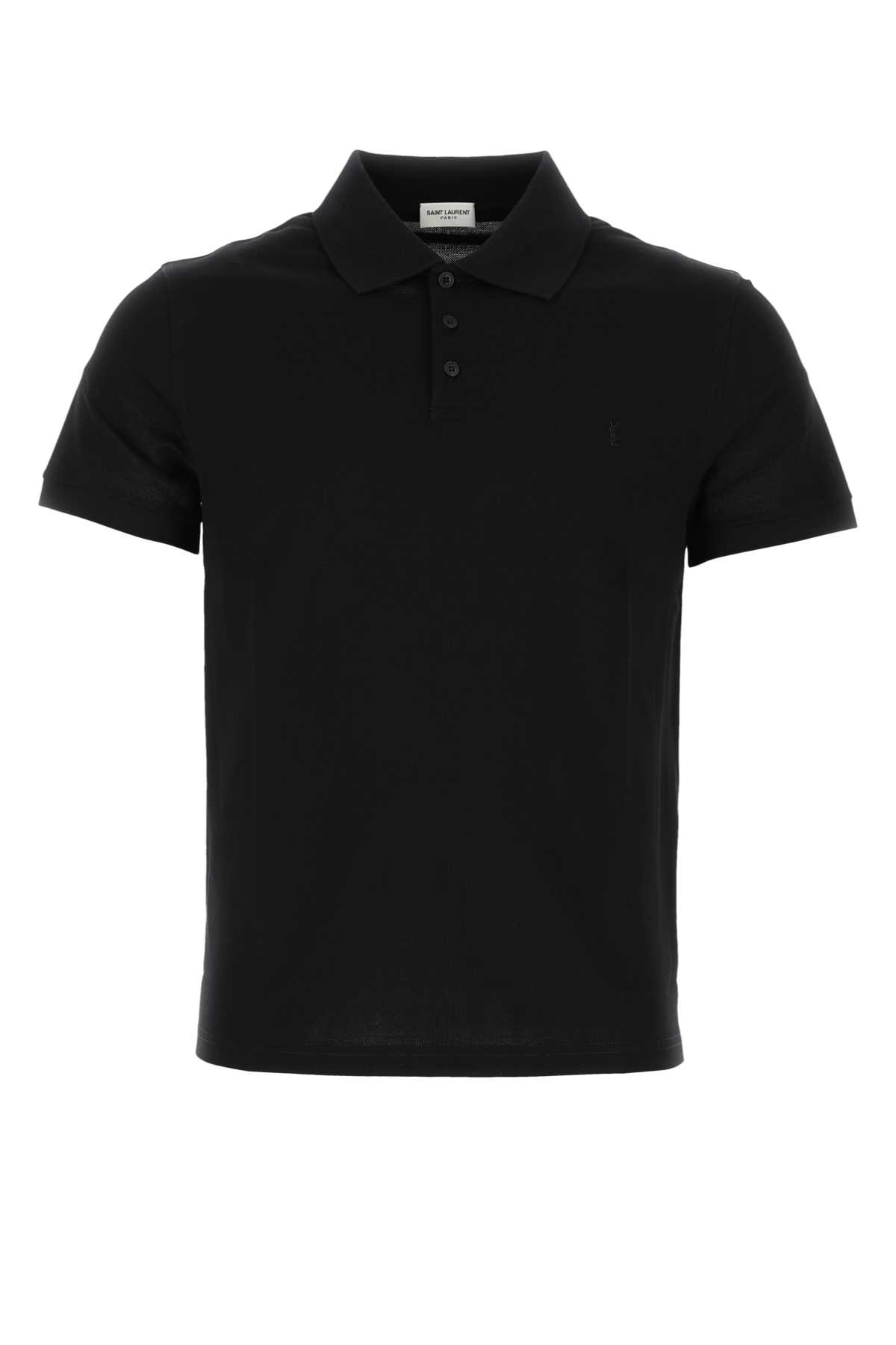 Shop Saint Laurent Black Piquet Polo Shirt