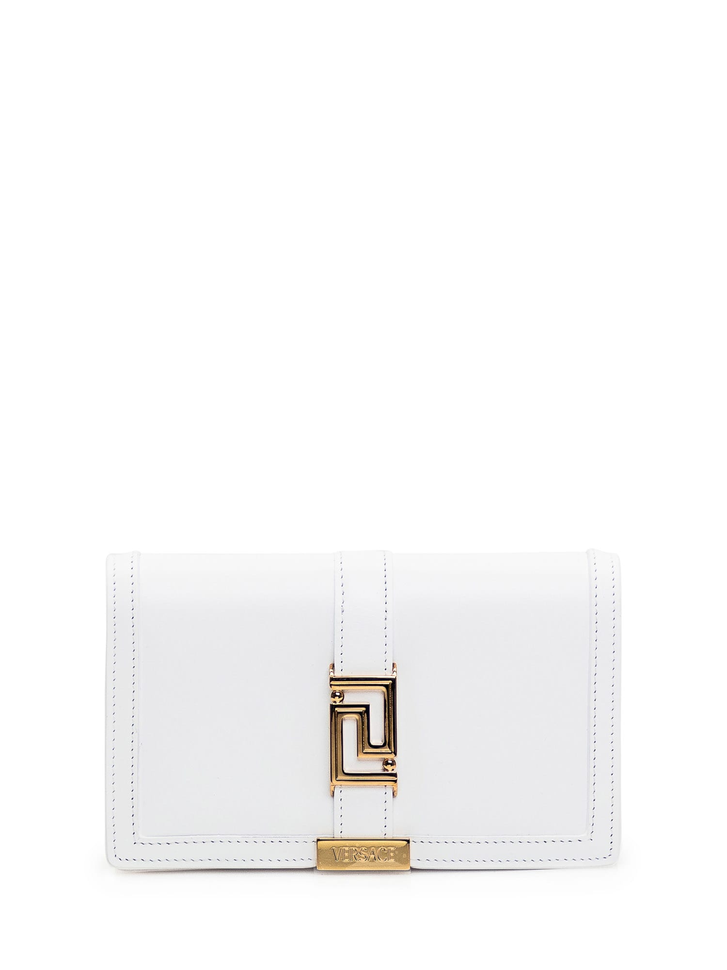 Versace Greca Goddess Mini Bag In Optical White- Gold