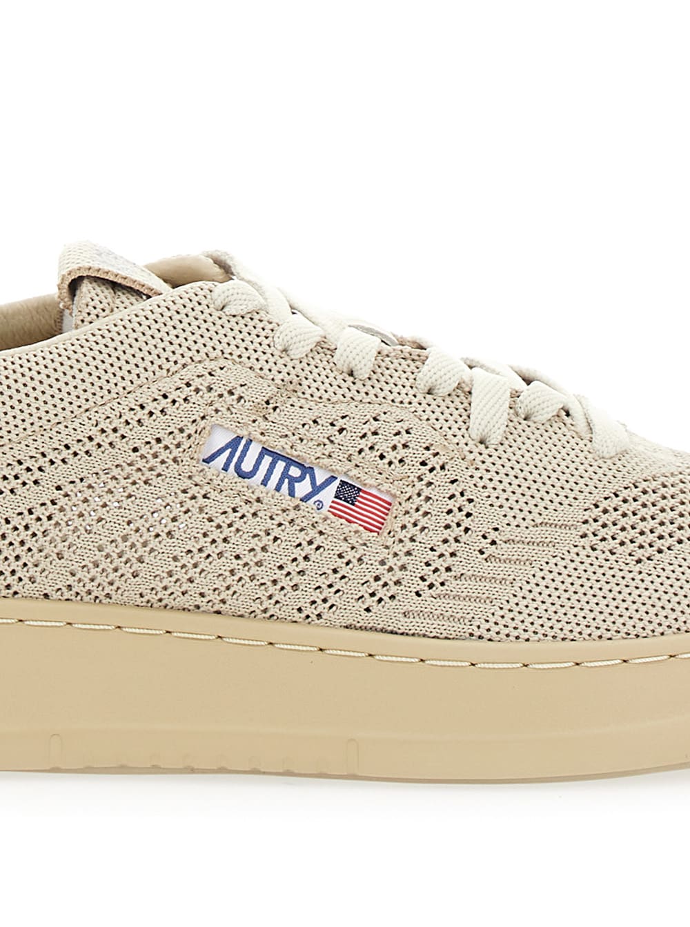Shop Autry Easeknit Low Man, Knit/leat White In Mojave Dstr