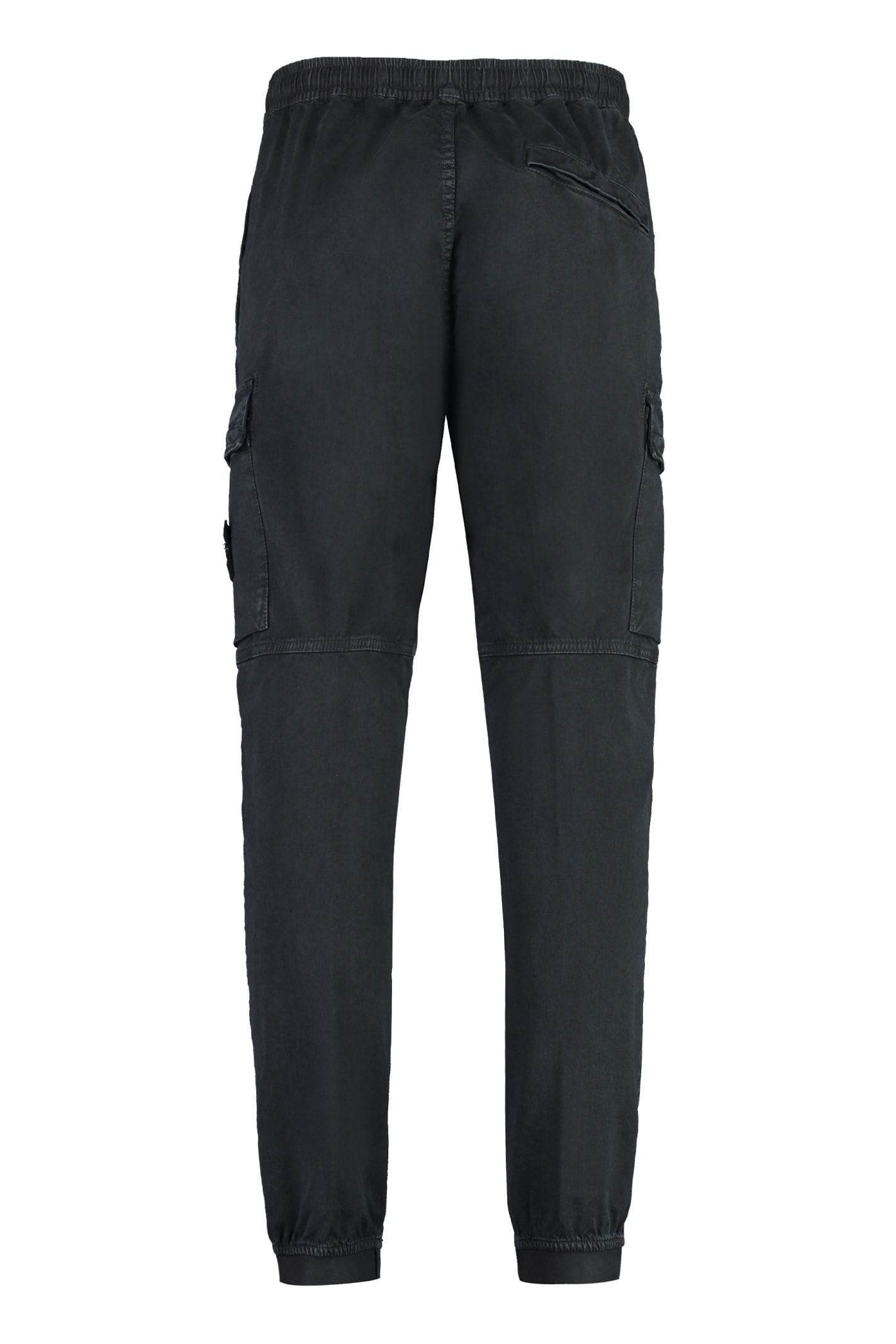 Shop Stone Island Stretch Cotton Cargo Trousers In Black