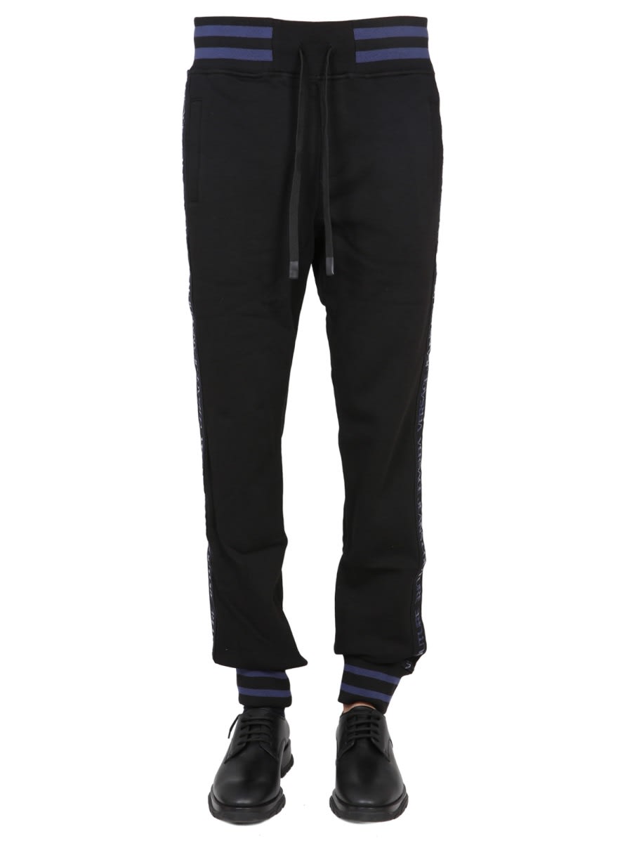 Shop Versace Jeans Couture Jogging Pants With Elastic In Black