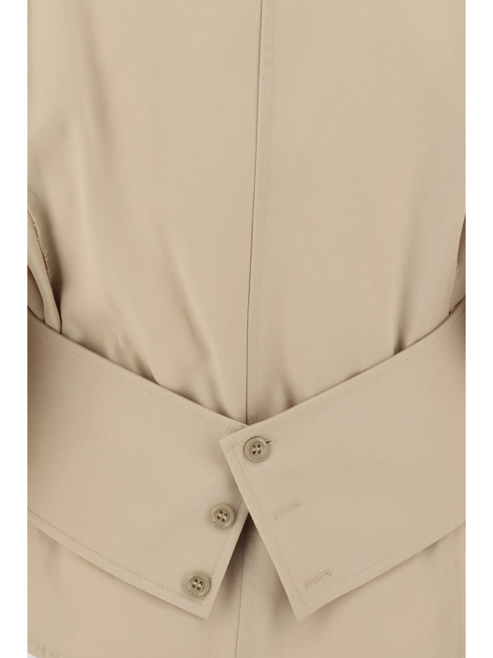 Pinko Belted Habotai Shirt In Neutral