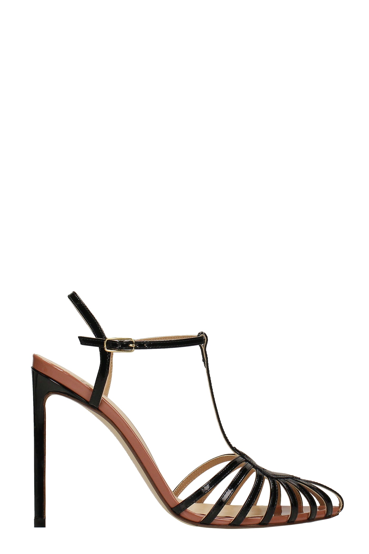 Francesco Russo Sandals In Black Patent Leather