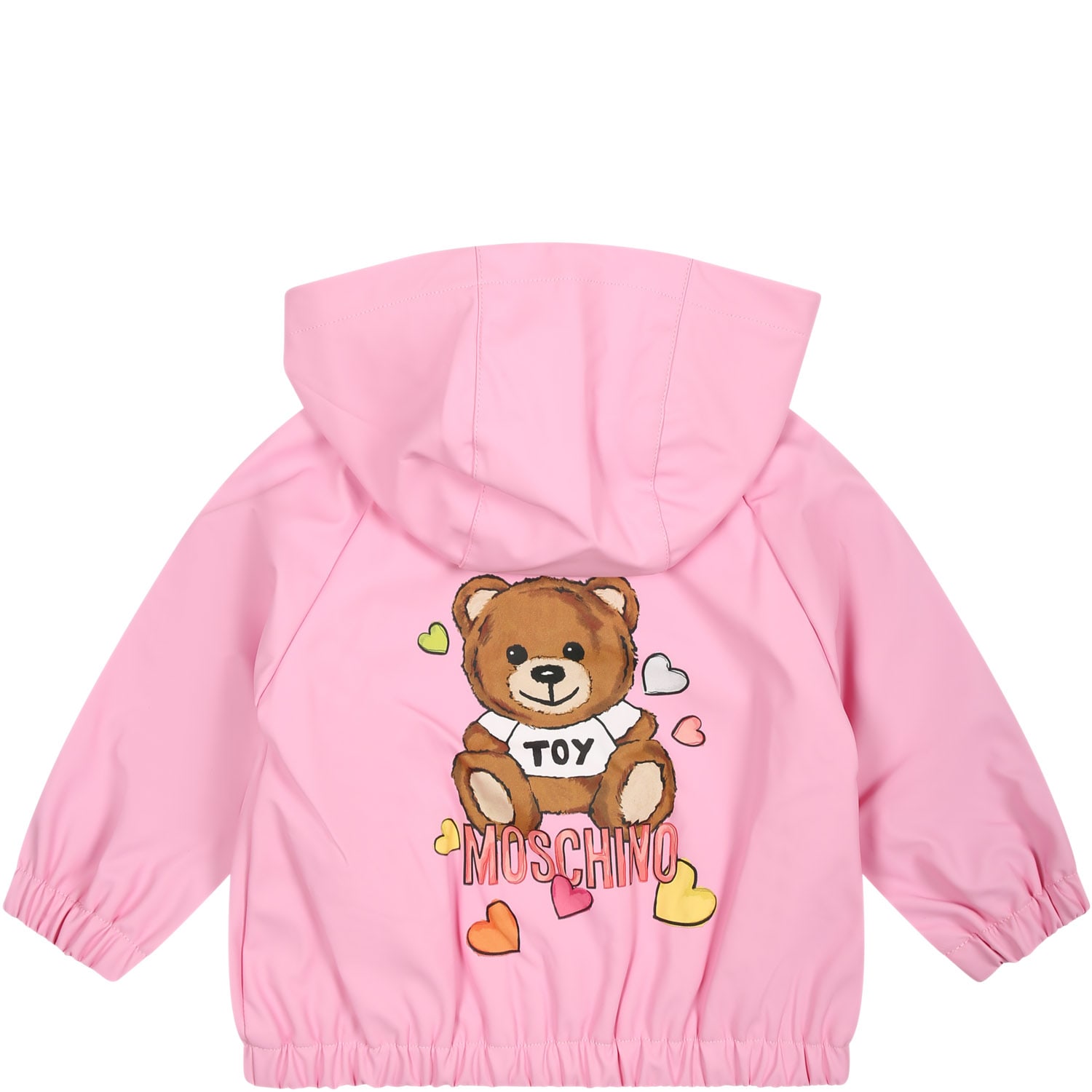 Moschino Pink Windbreaker For Baby Girl With Teddy Bear