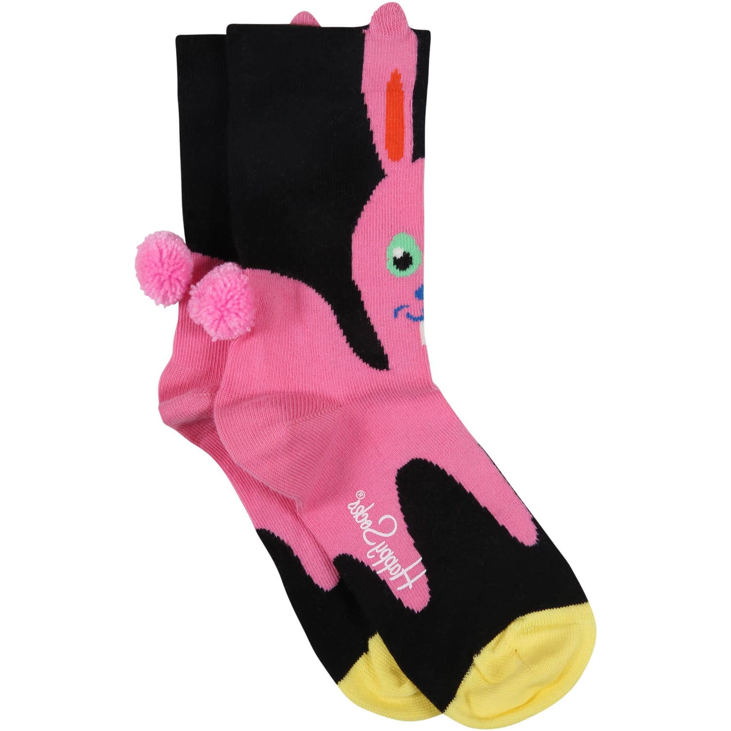 Happy Socks Black Socks For Girl With Rabbit