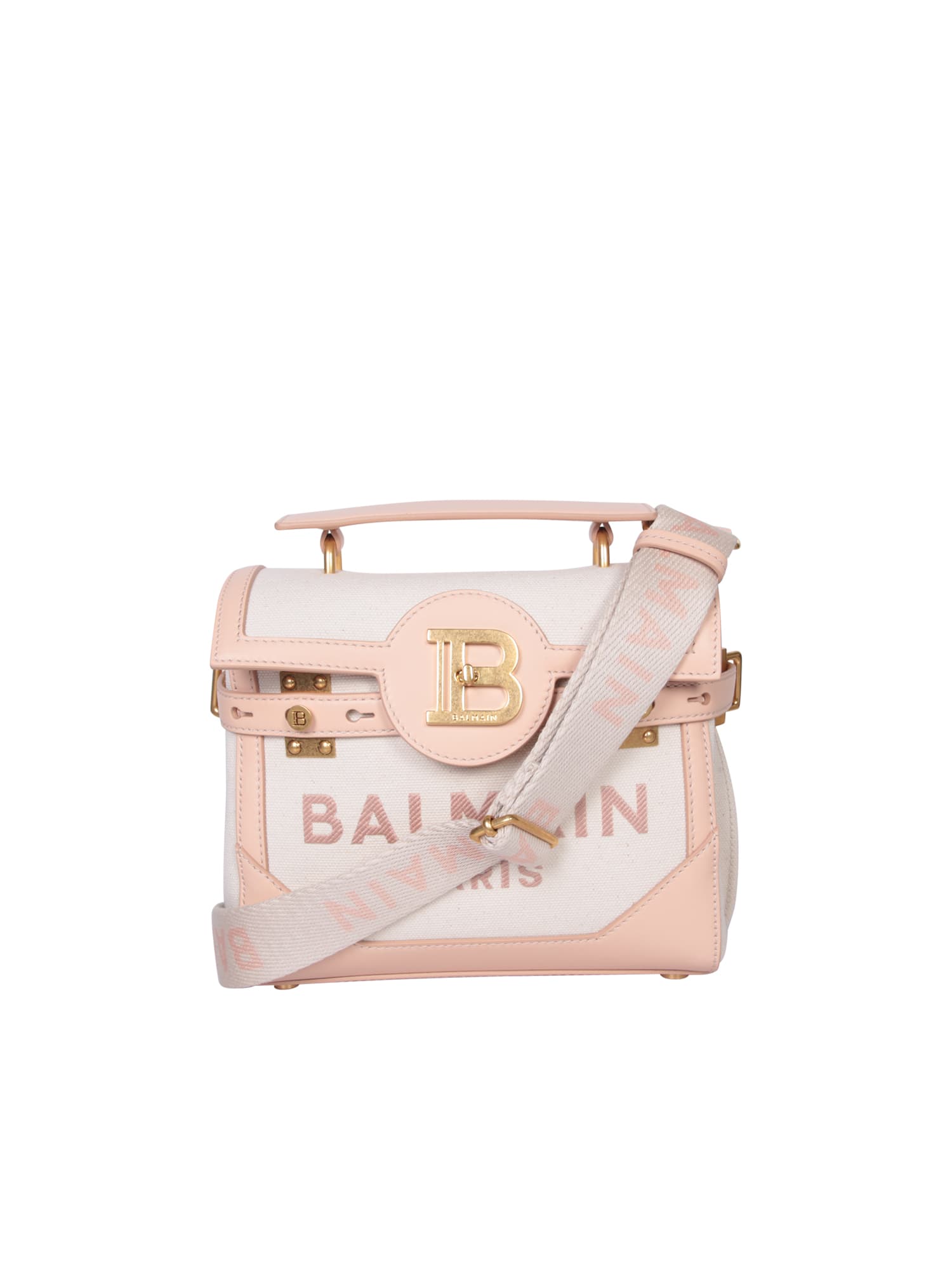 Shop Balmain Cream B-buzz 23 Canvas Bag With Logo In White