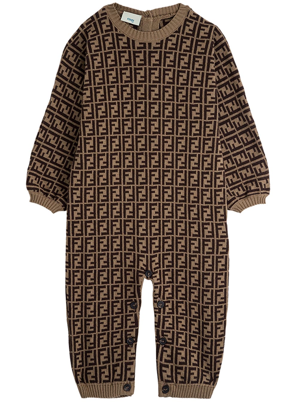 Fendi Babies' Jersey Ff Onesie In Brown